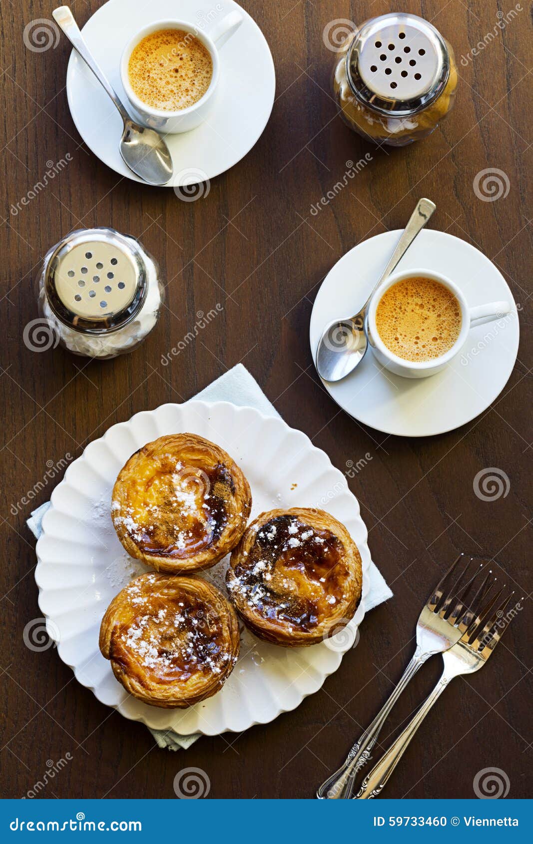 portuguese pasteis de nata and espresso
