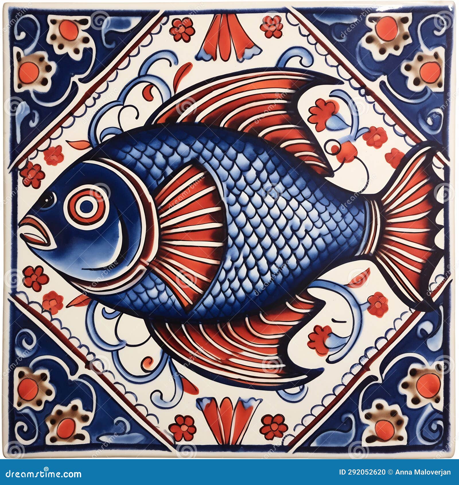 Portuguese Sardine Fish on Typical Traditional Tile Stock Photo Image