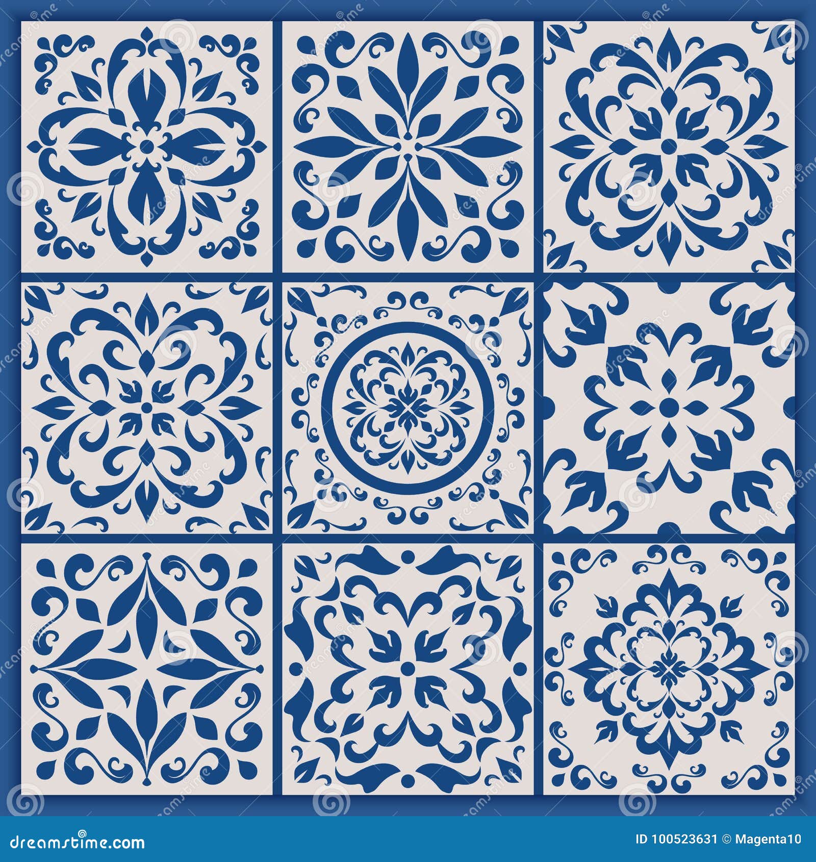 portuguese tiles with azulejo ornaments