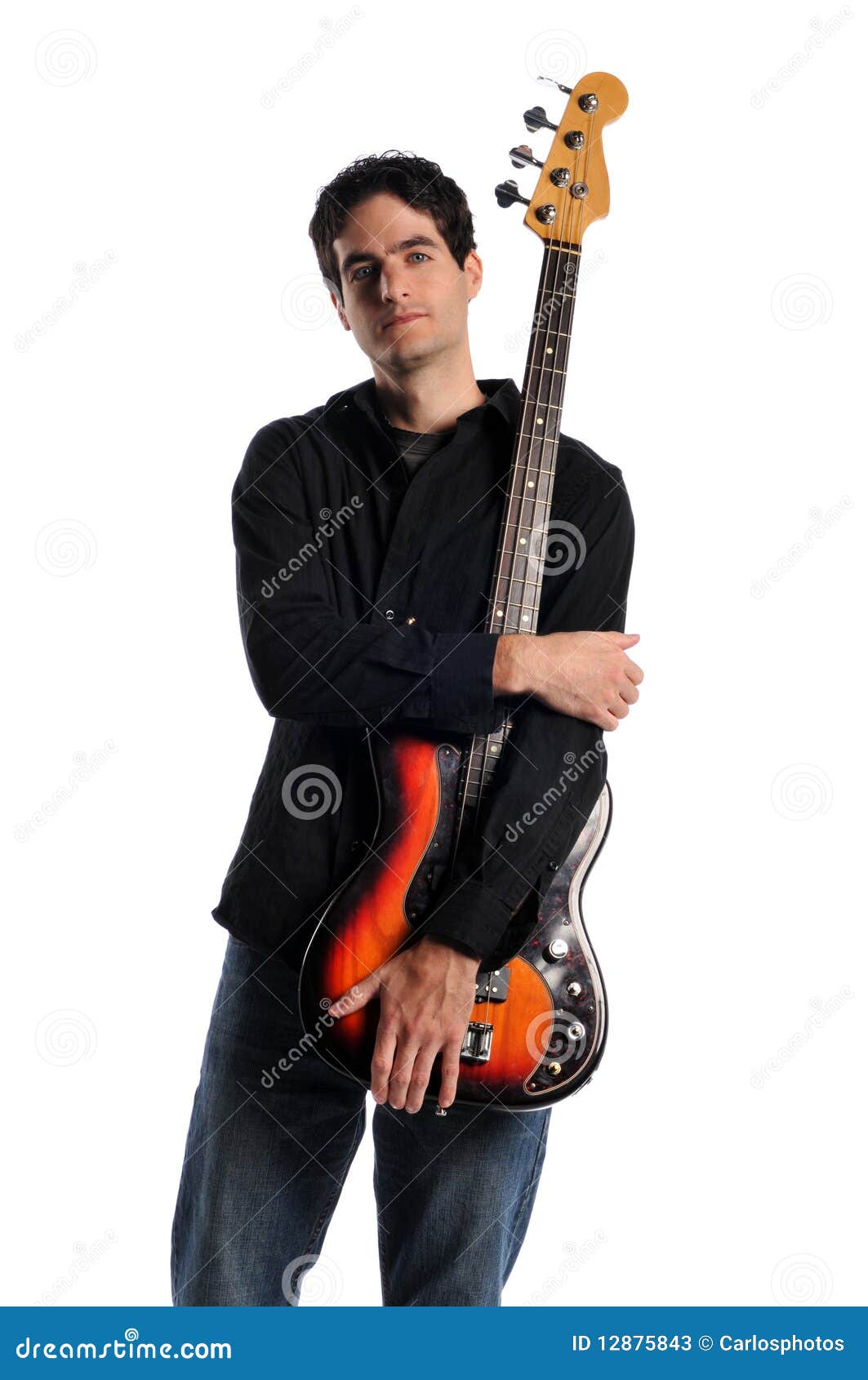 Pose De Joueur De Guitare Basse Image stock - Image du roulement, artiste:  12875843