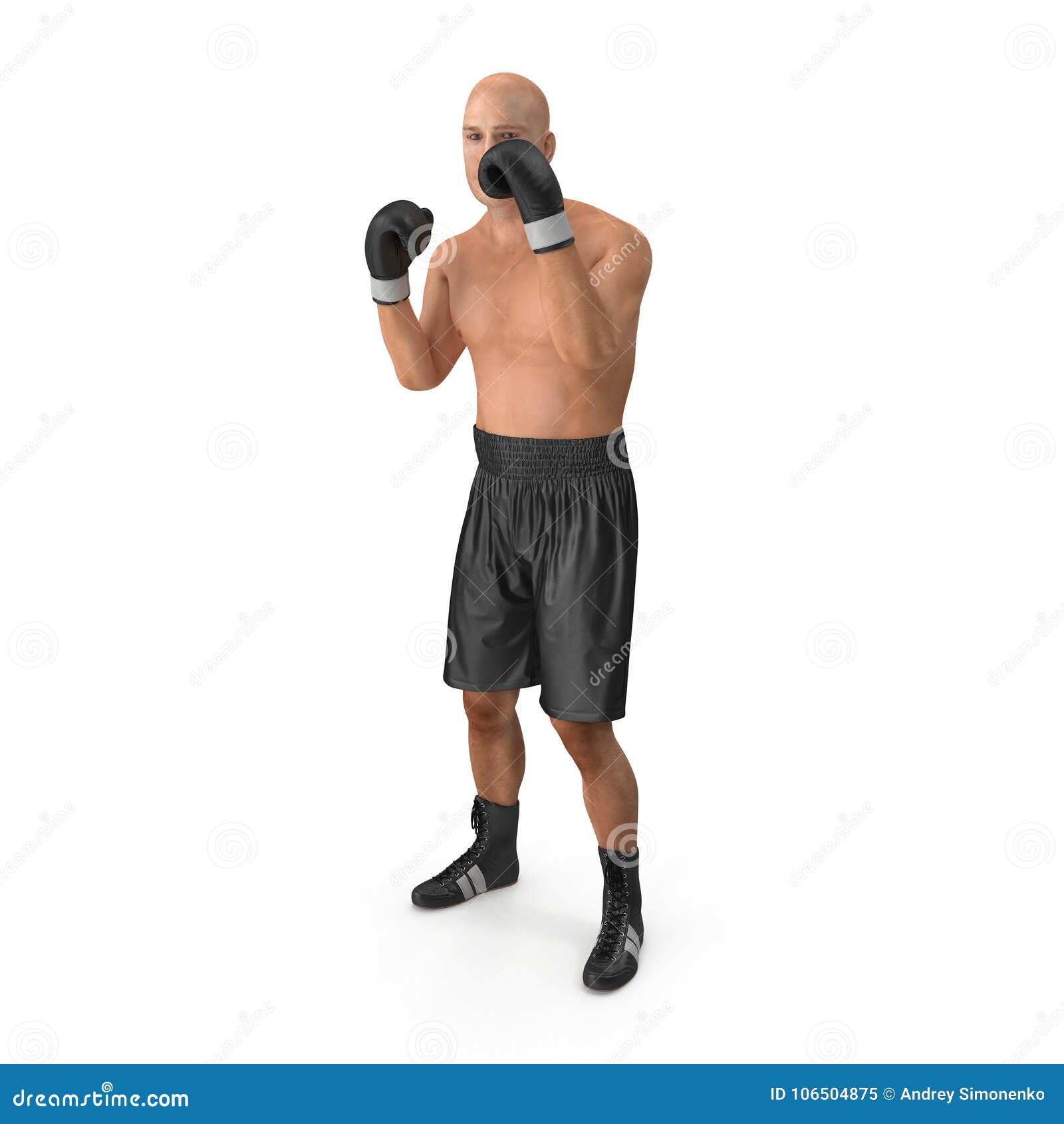 Pose Masculine De Combat De Boxeur Sur Le Blanc Illustration 3D Illustration Stock