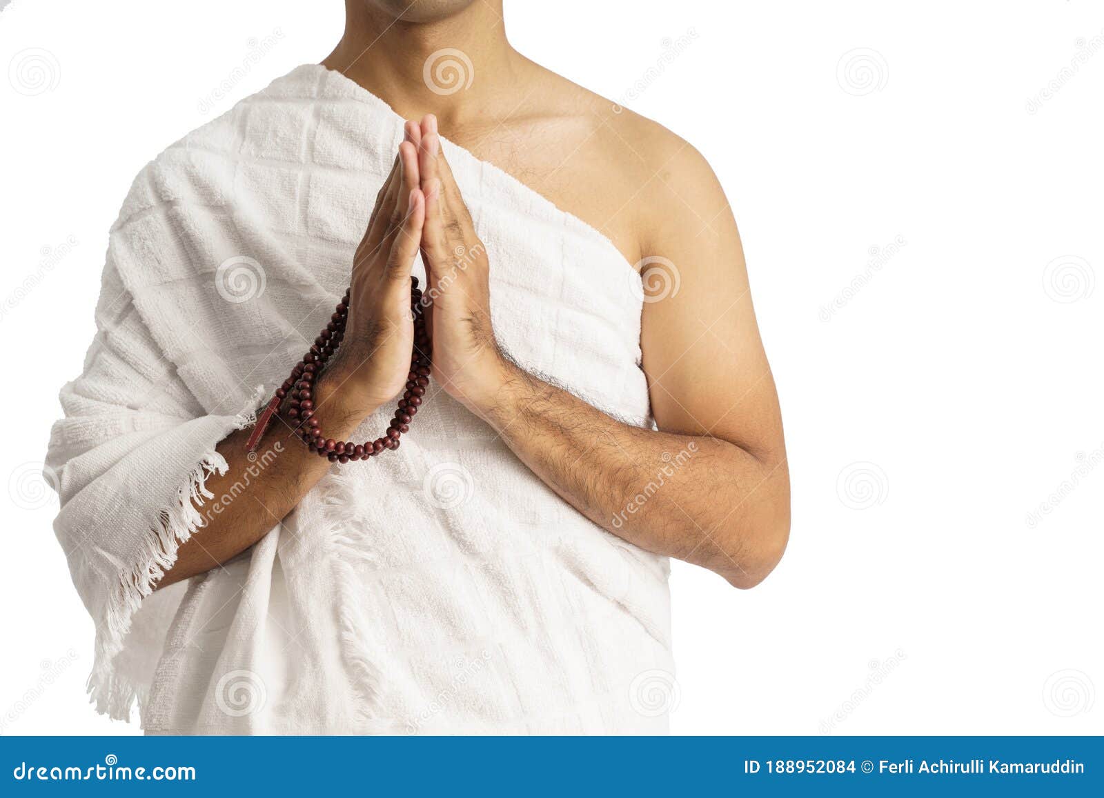 man wearing ihram muslim clothes for hajj and umrah