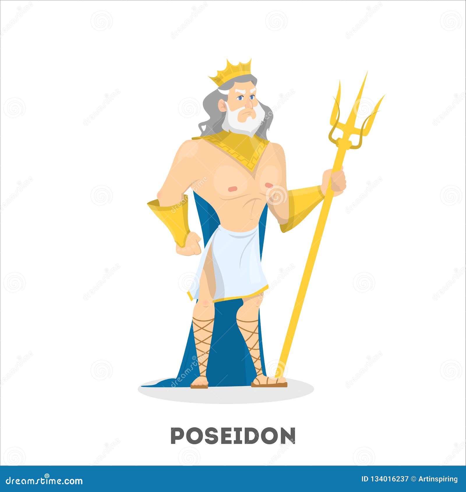Poseidon Ancient Greek God Character. Sea Man Stock Vector - Illustration  of humorous, comic: 134016237