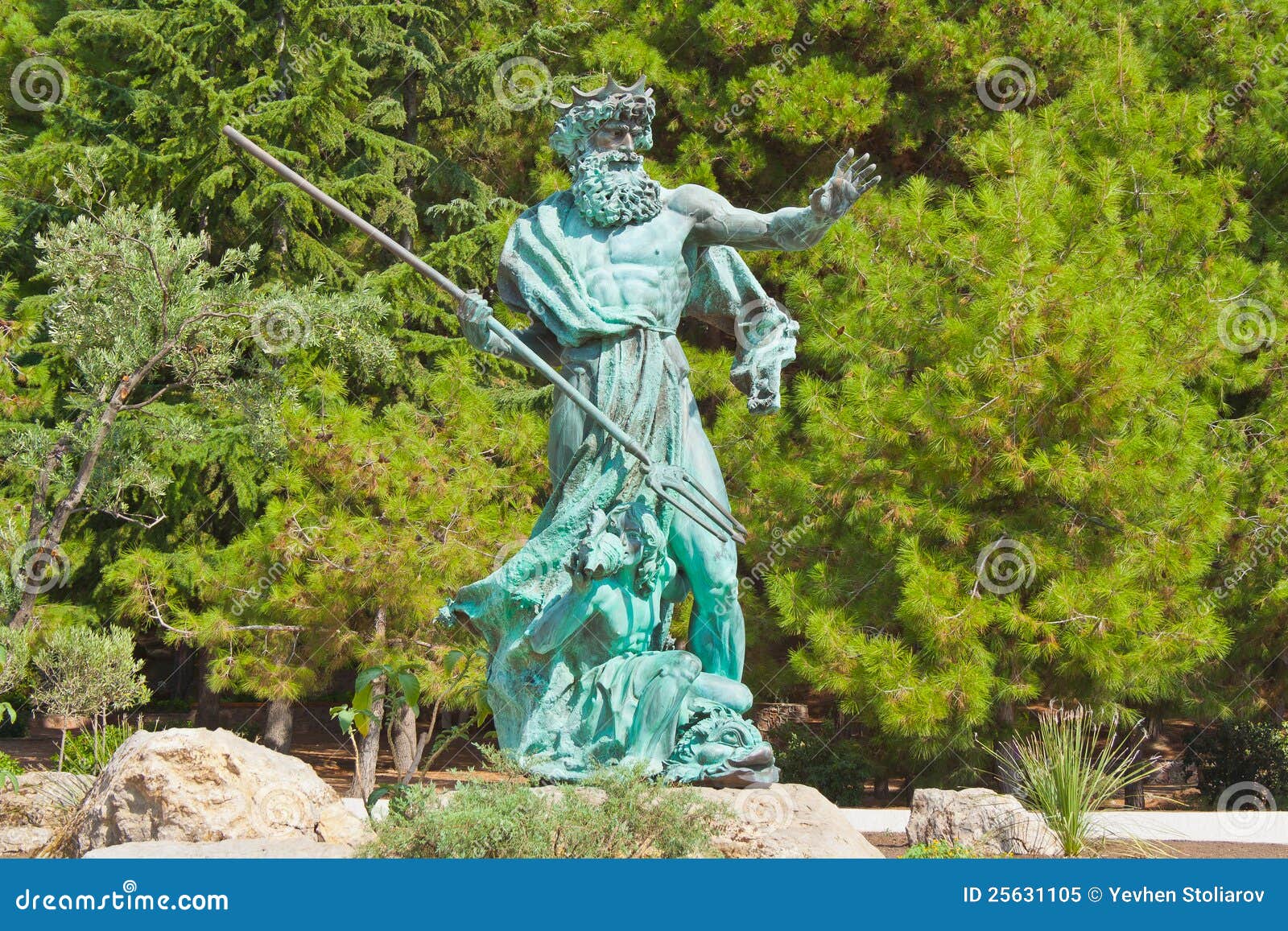 poseidon statue in park in crimea