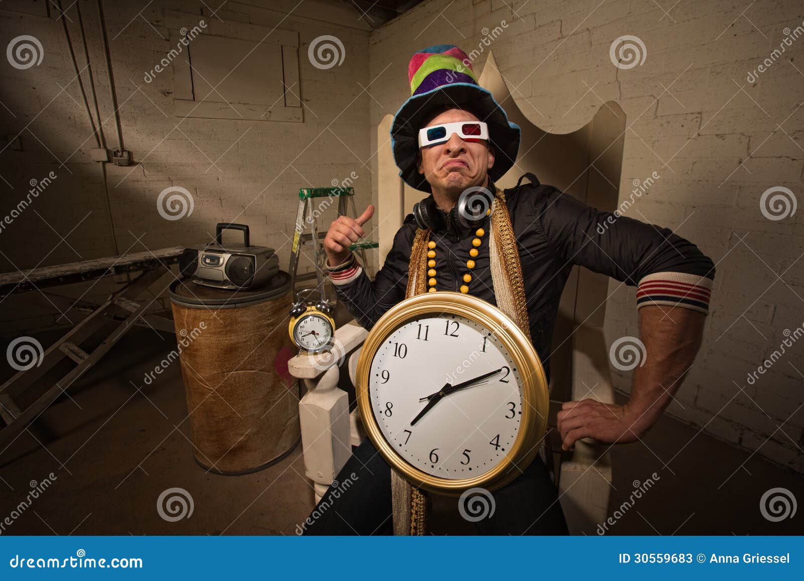 rapper with big clock necklace