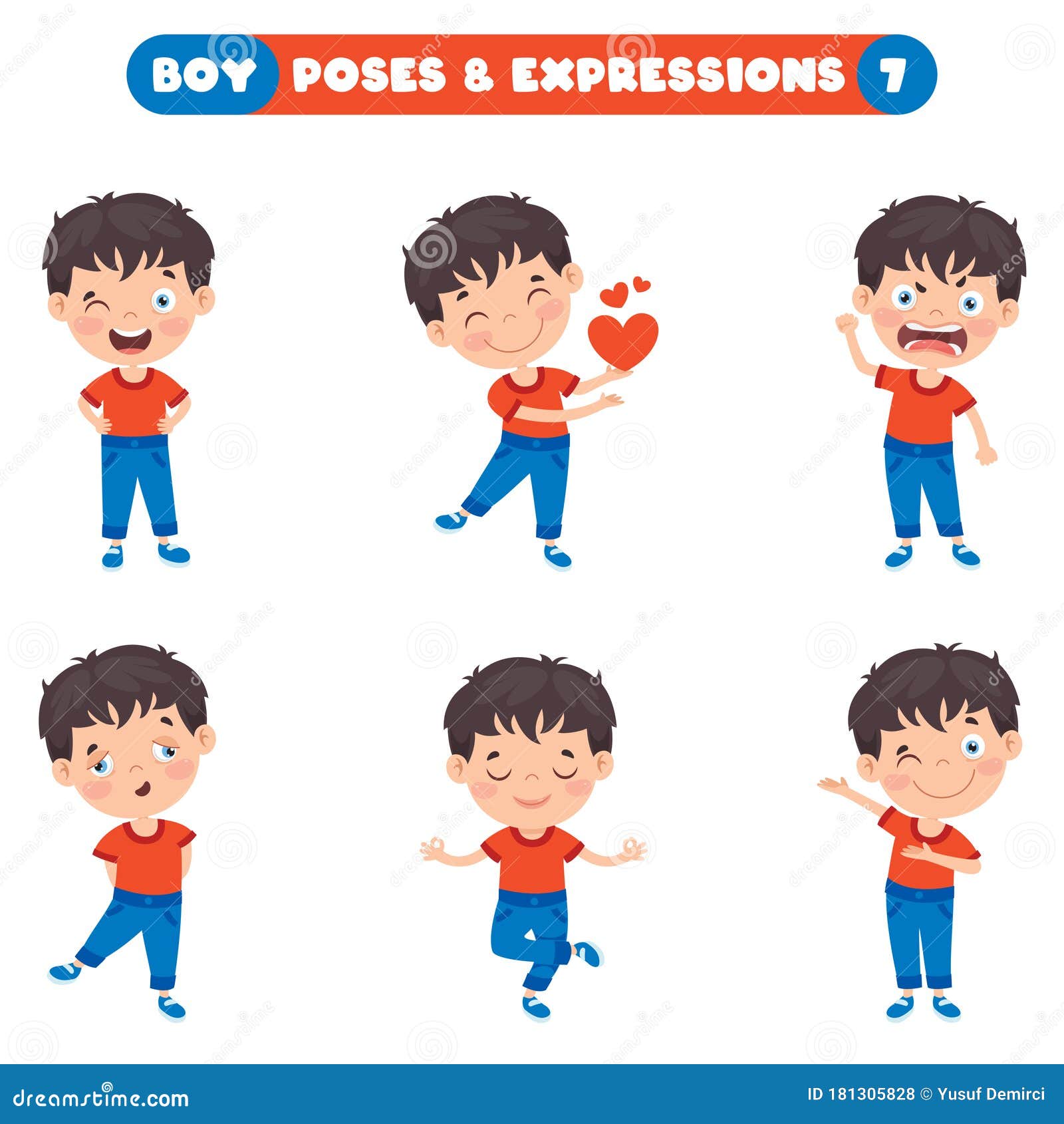 poses and expressions of a funny boy