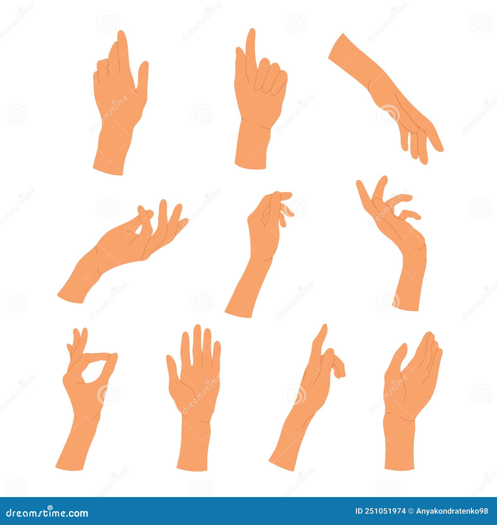 Poses of Female Hands Set. Gesturing. People`s Hands in Different ...