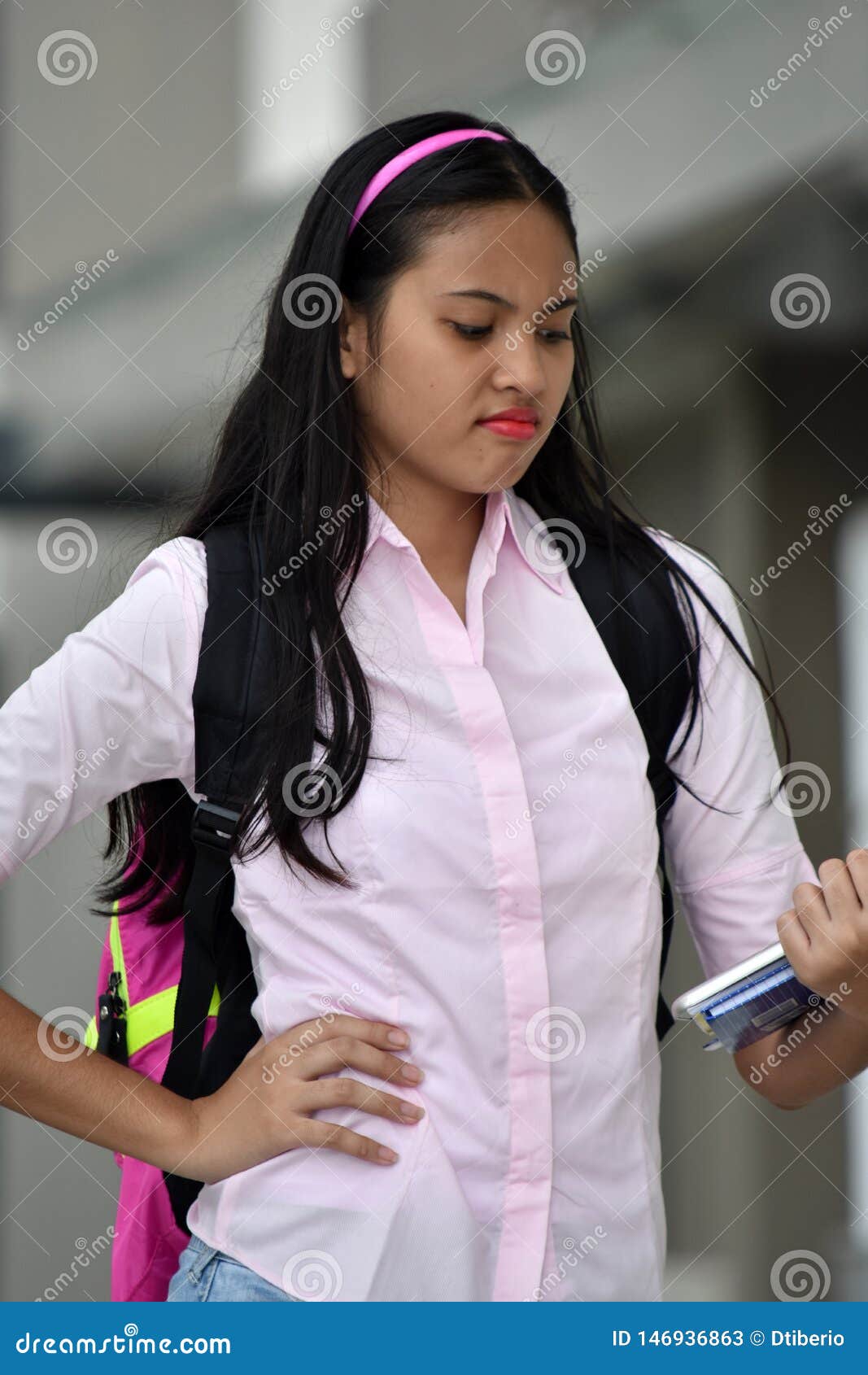 Posing Cute Filipina Student Teenager School Girl With