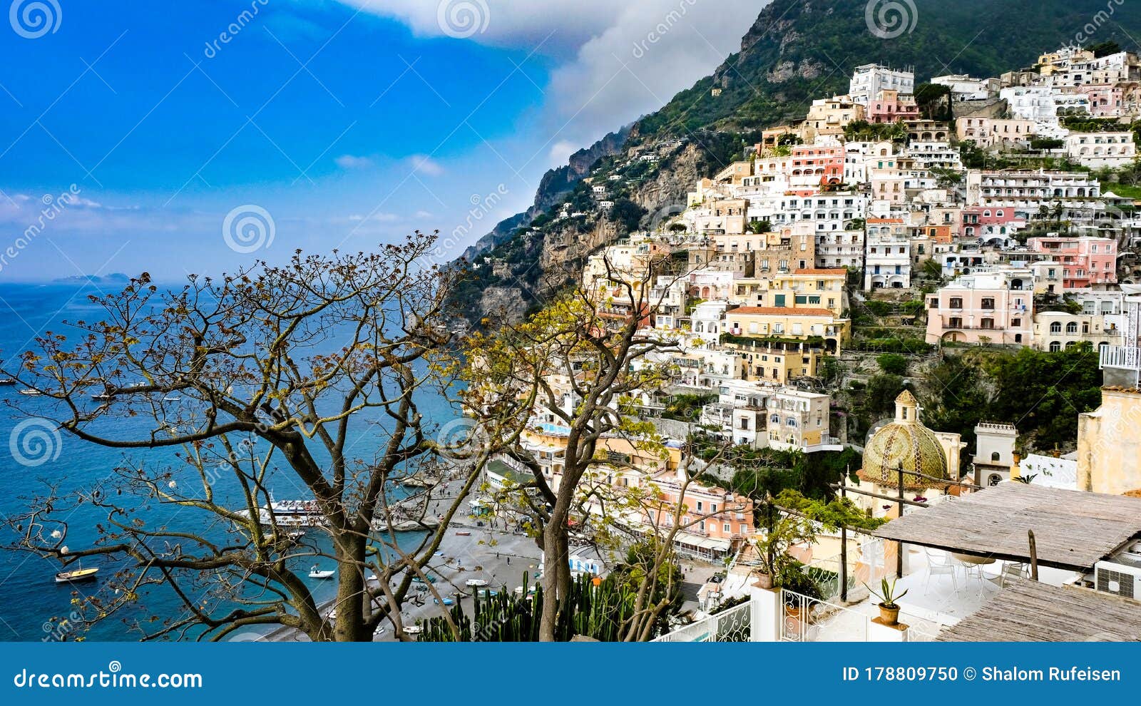 Positano Delight by Morning Stock Photo - Image of ocean, mountains ...