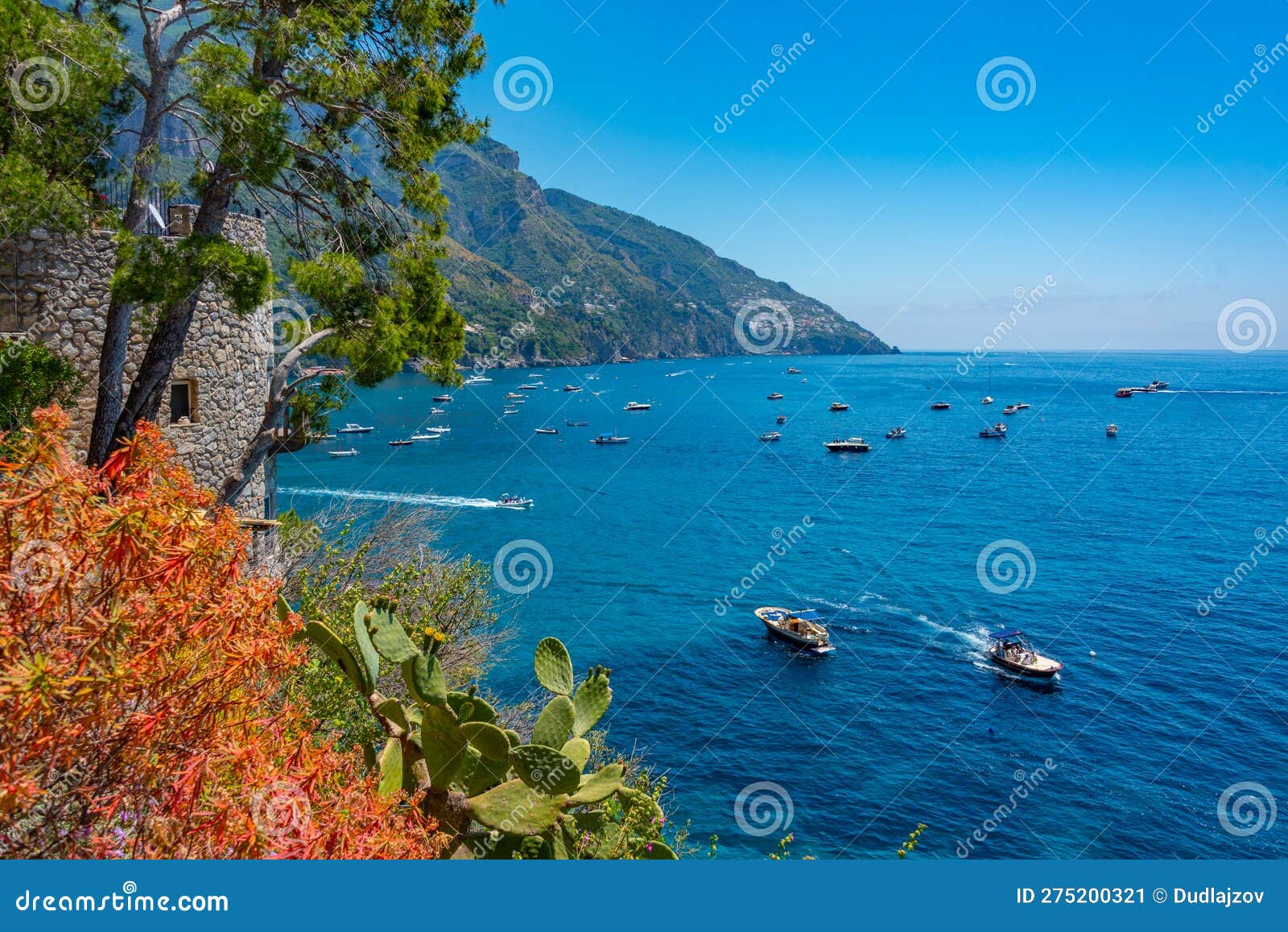 Positano, Italy, May 21, 2022 Motor Boats at the Positano Beach