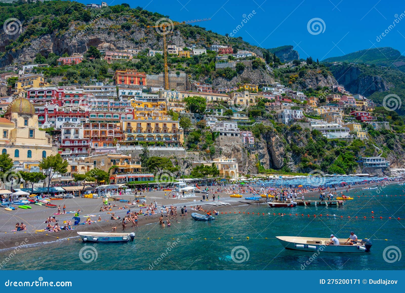 Positano, Italy, May 21, 2022 Sunny Day on the Positano Beach