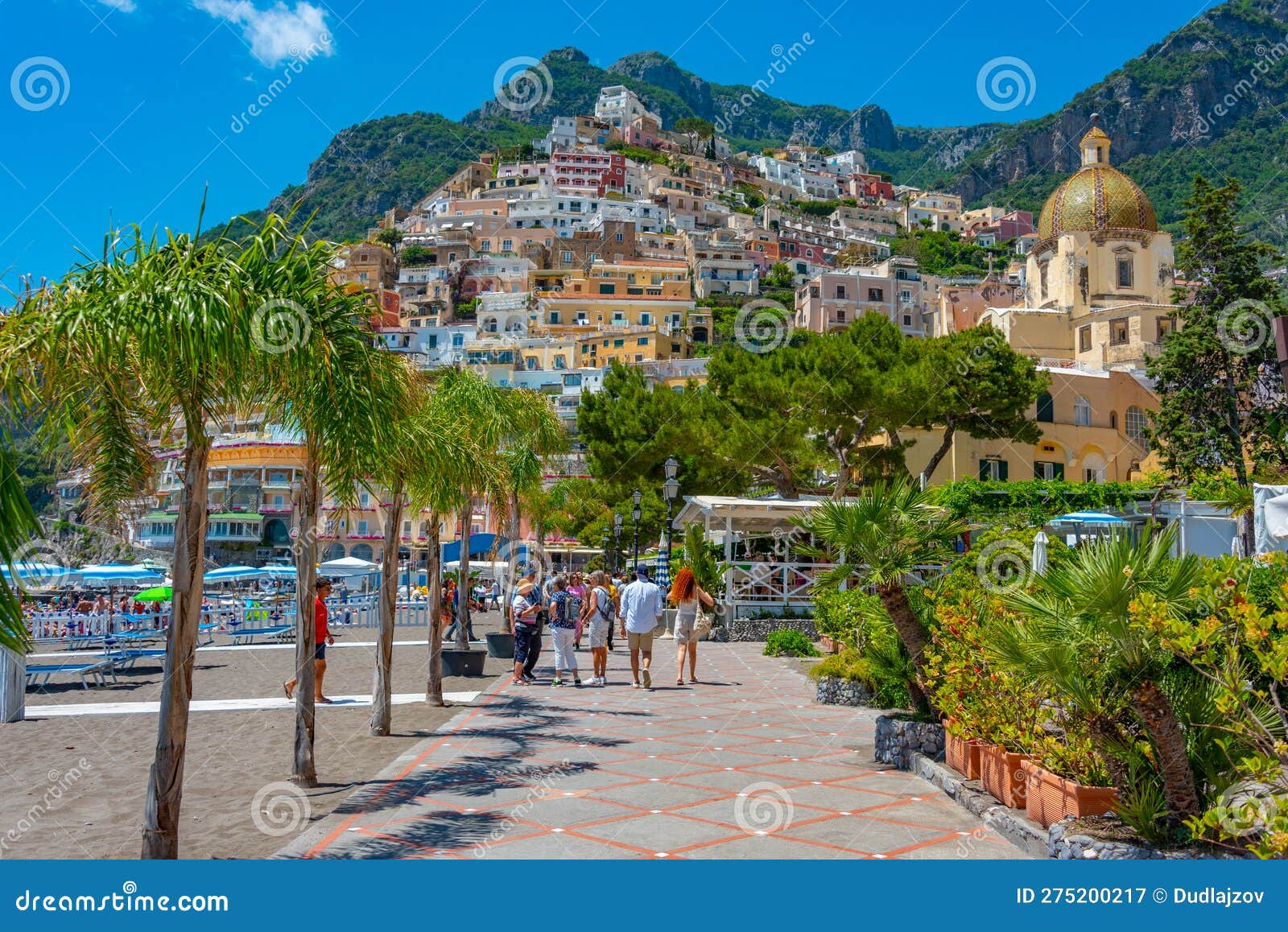 Positano, Italy, May 21, 2022 Sunny Day on the Positano Beach