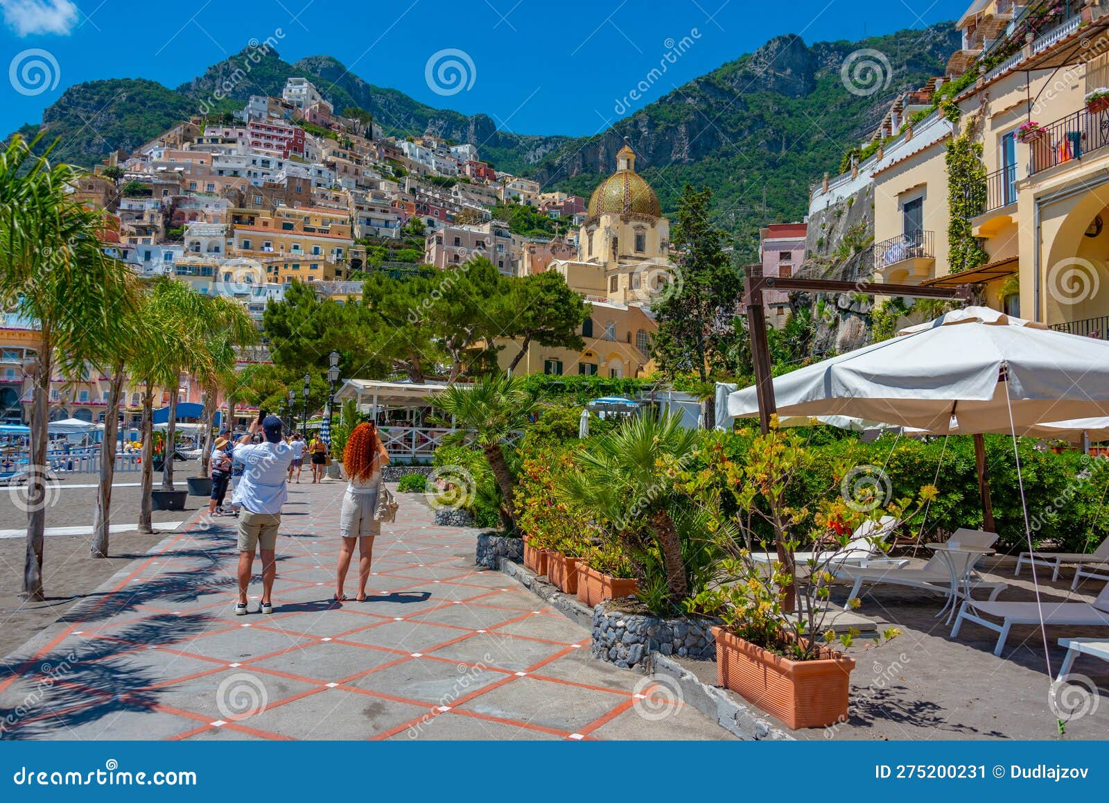 Positano, Italy, May 21, 2022 Sunny Day on the Positano Beach
