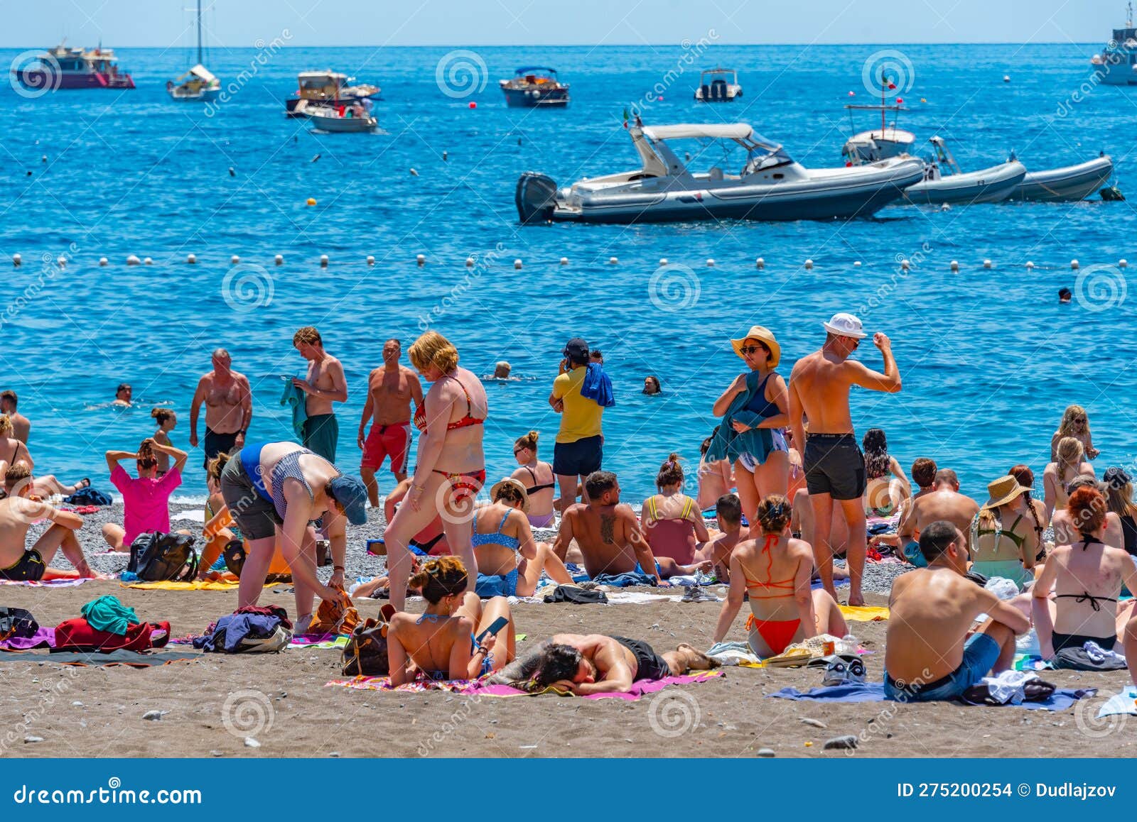 Positano, Italy, May 21, 2022 Sunny Day on the Positano Beach