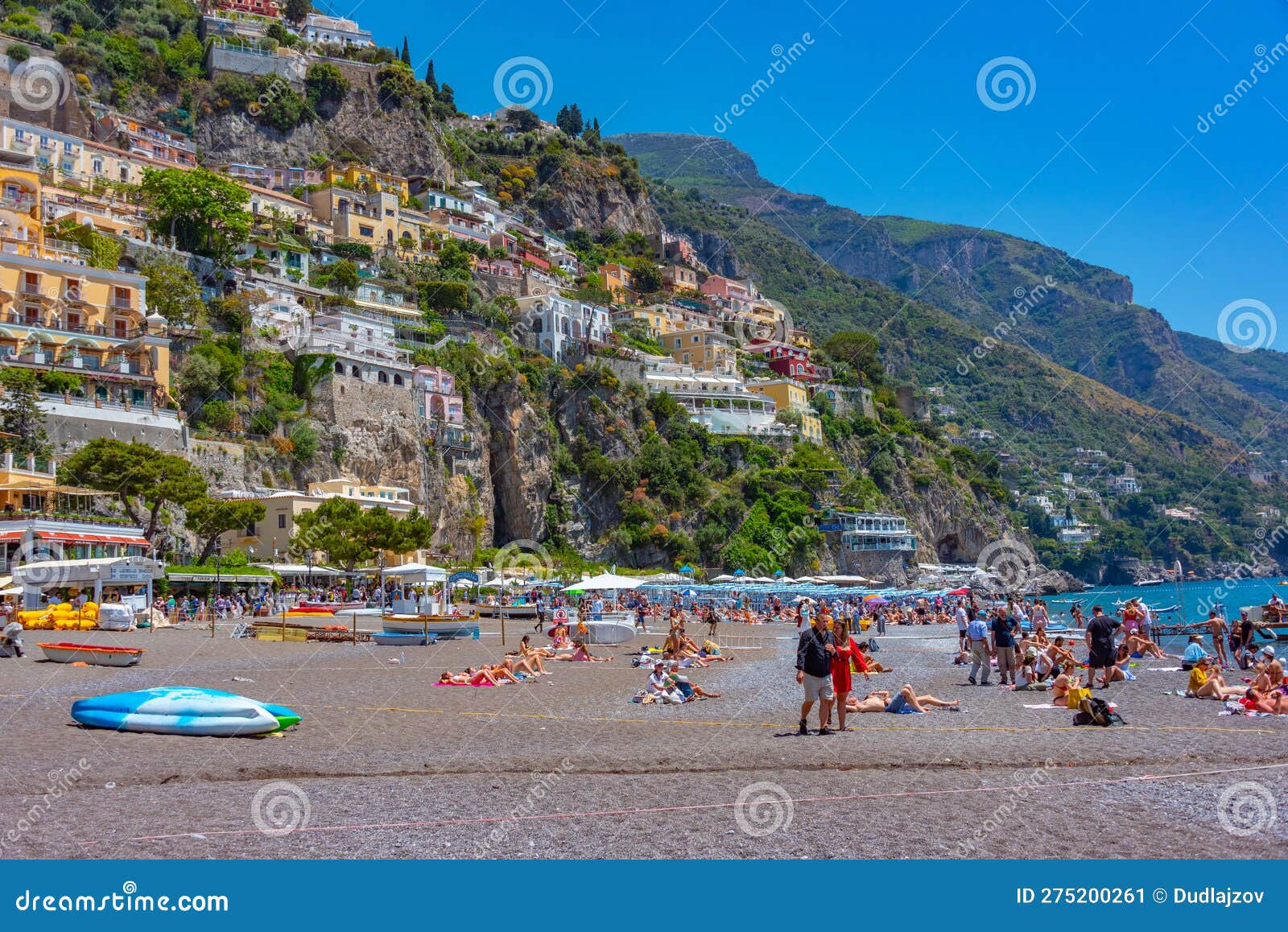 Positano, Italy, May 21, 2022 Sunny Day on the Positano Beach