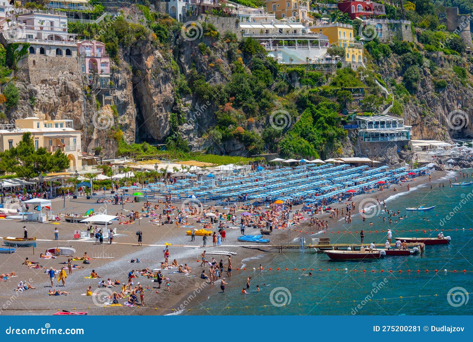 Positano, Italy, May 21, 2022 Sunny Day on the Positano Beach