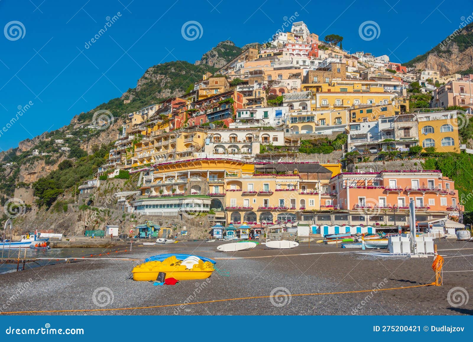 Positano, Italy, May 21, 2022 Sunny Day on the Positano Beach