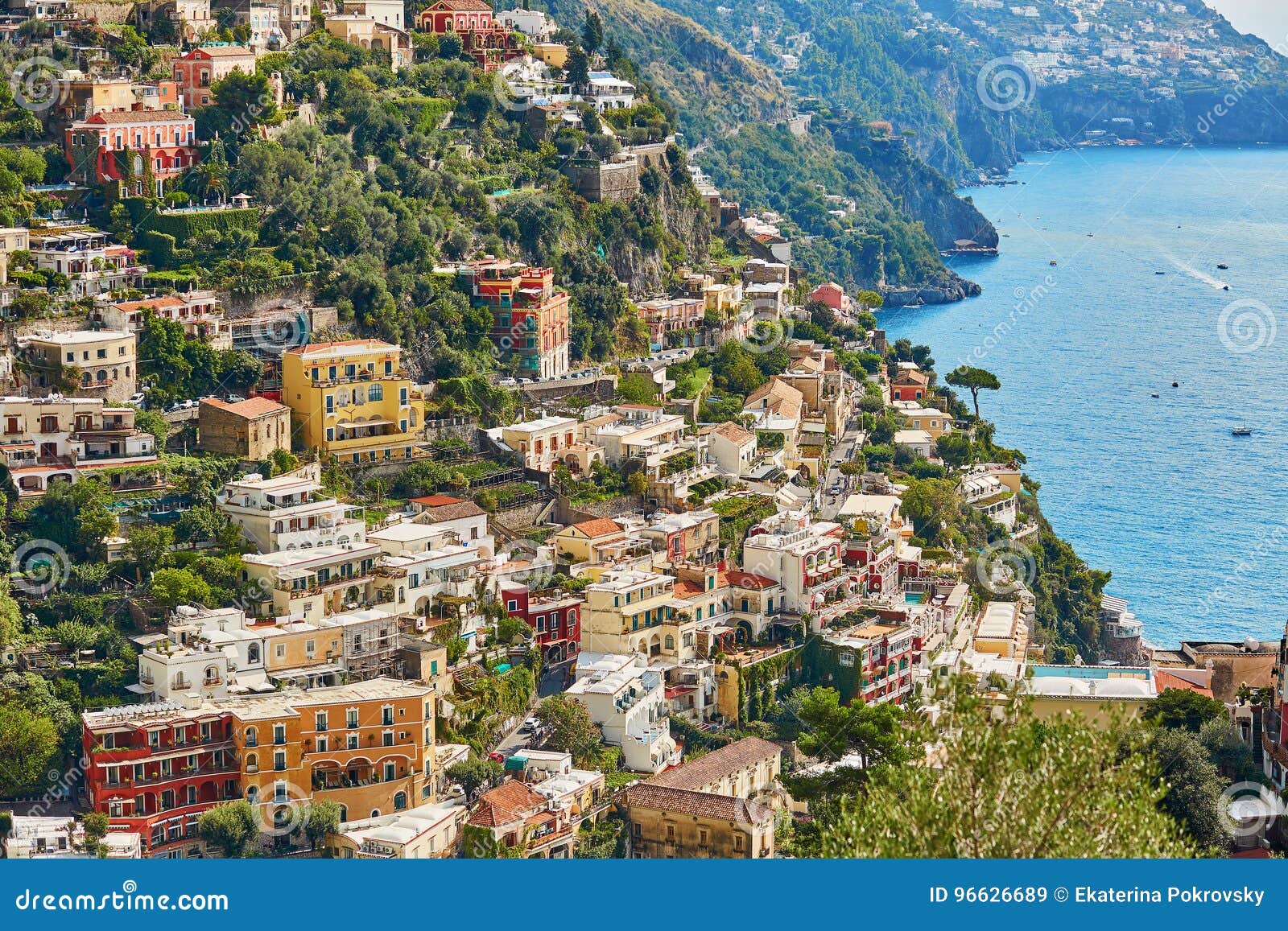 Positano, Mediterranean Village on Amalfi Coast, Italy Stock Image ...