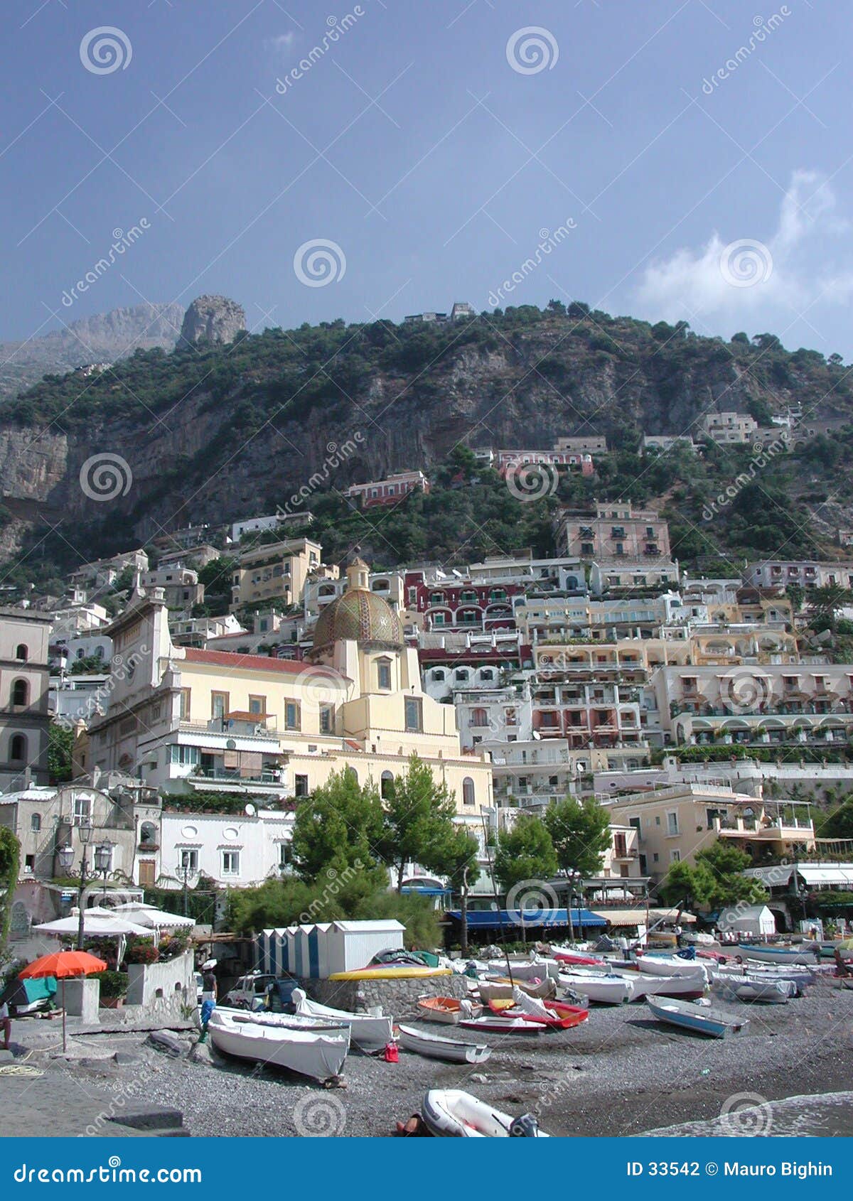 Positano, Naples, Italy from the Beach Stock Photo - Image of travels ...