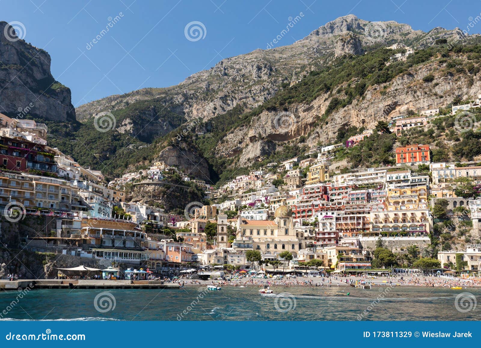 Positano Seen from the Sea on Amalfi Coast Editorial Stock Image ...