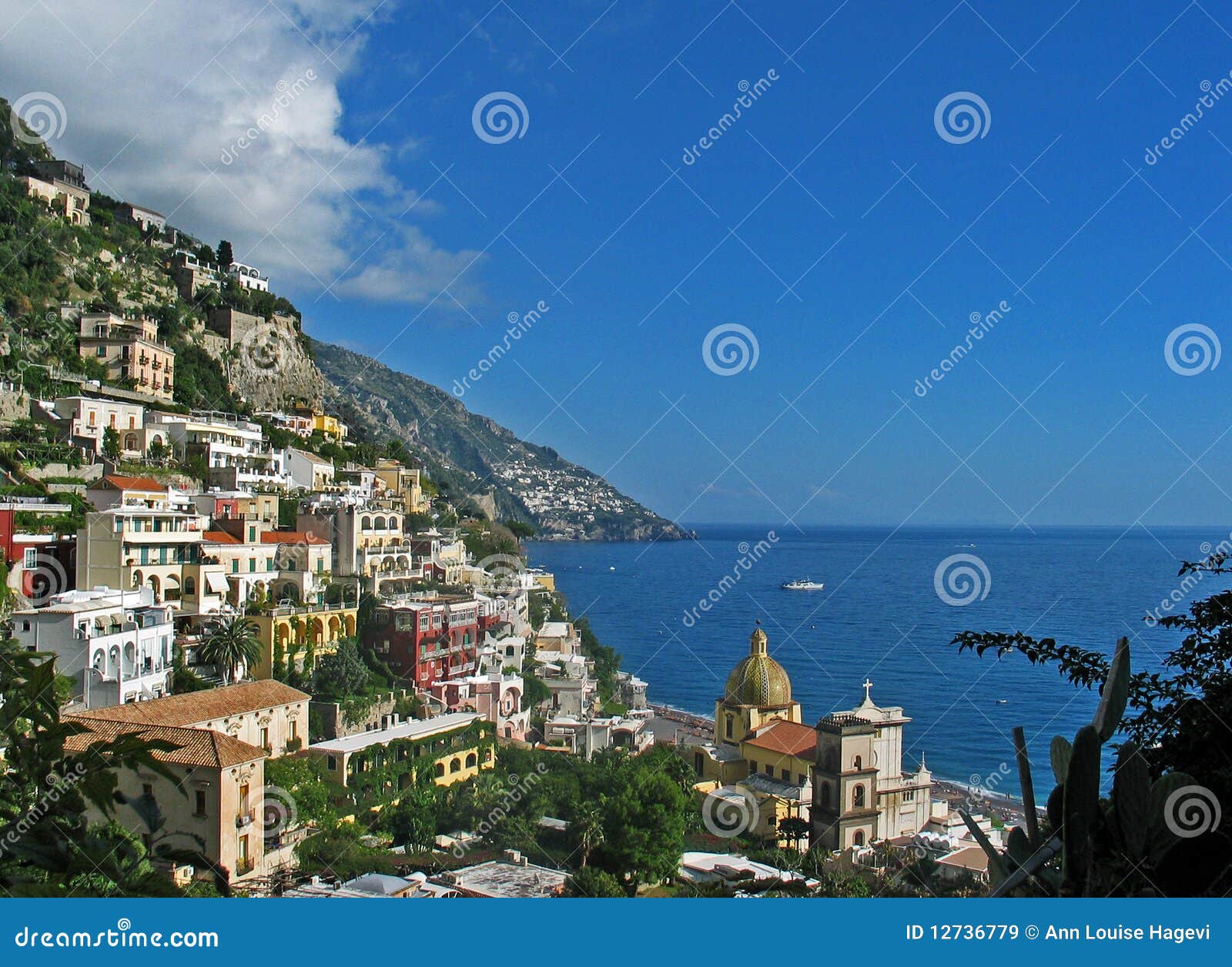 Positano village stock image. Image of color, house, church - 12736779