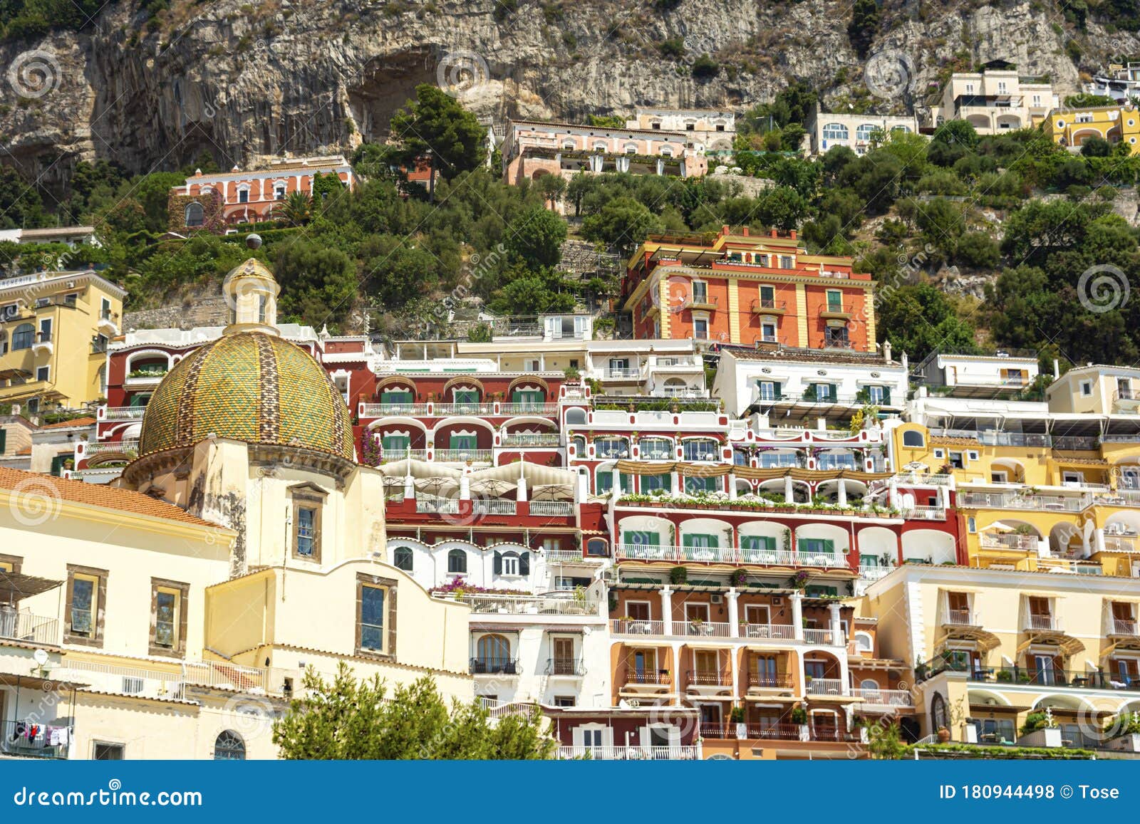 Positano Village, Amalfi Coast, Italy Stock Photo - Image of tourism ...