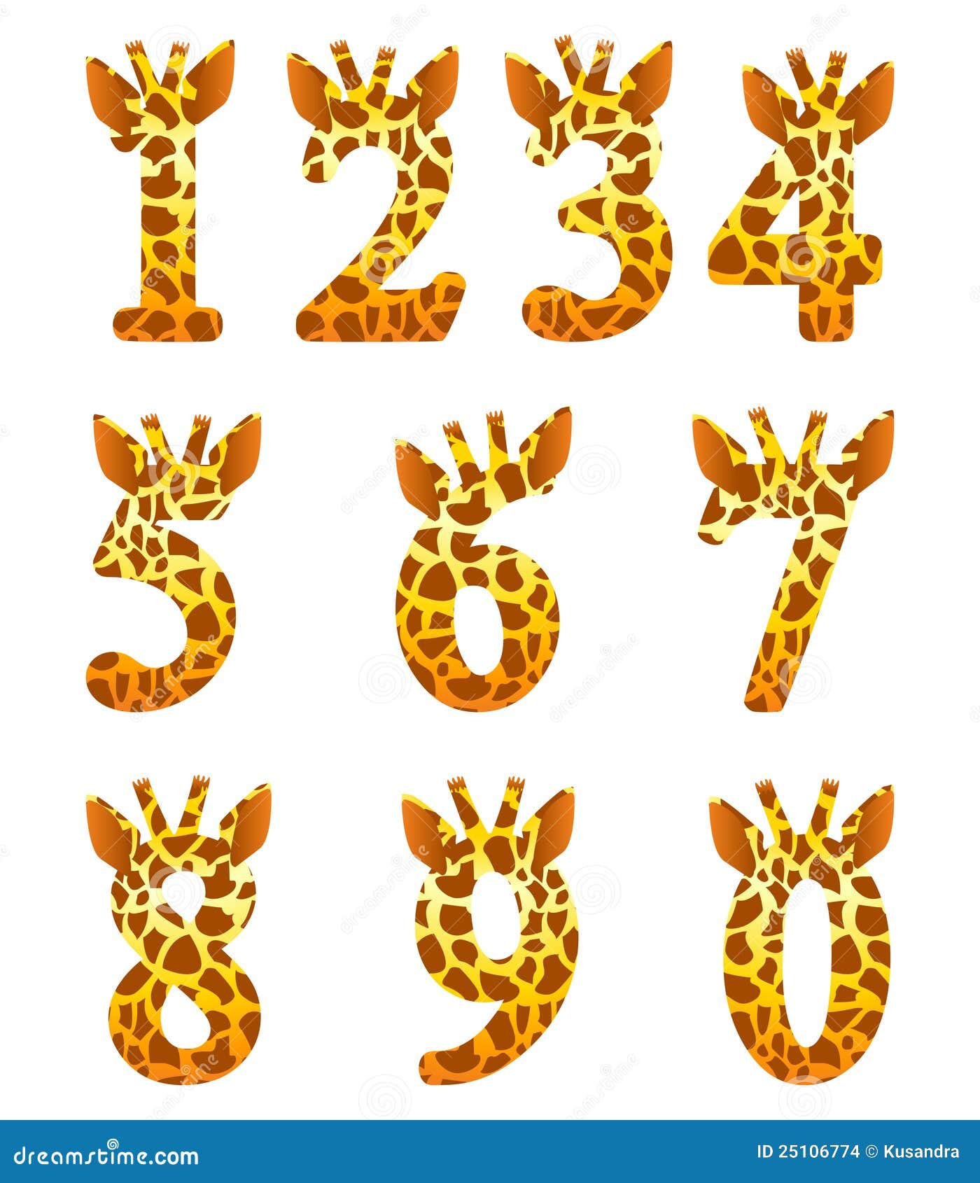 Positionnement De Chiffre De Giraffe Illustration de Vecteur