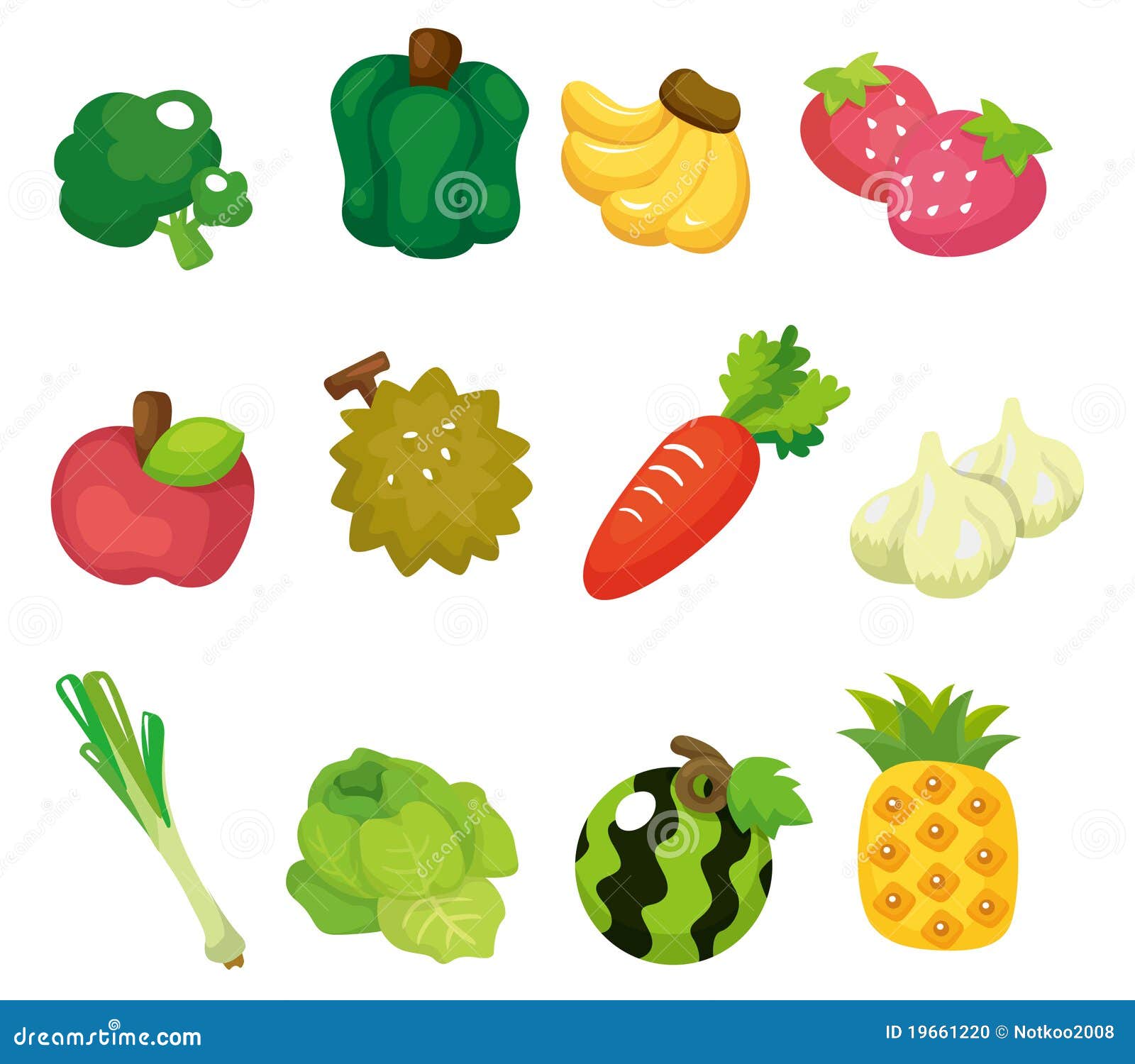 Illustration Fruits Et Légumes Dessin Positionnement De Graphisme De Fruits Et Légumes De Dessin Animé