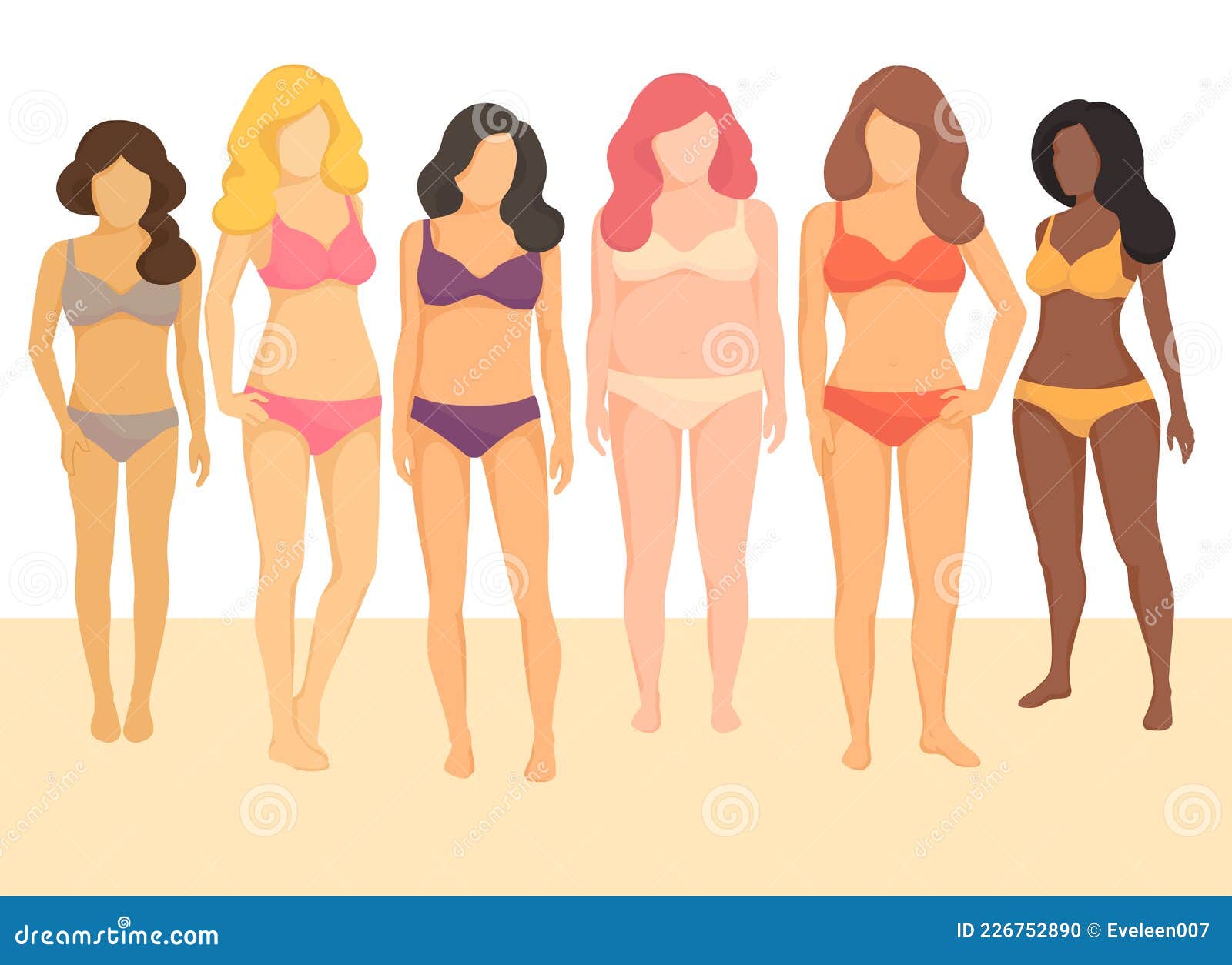 Positive Body Movement. Female Body Types and Sizes in Bathing