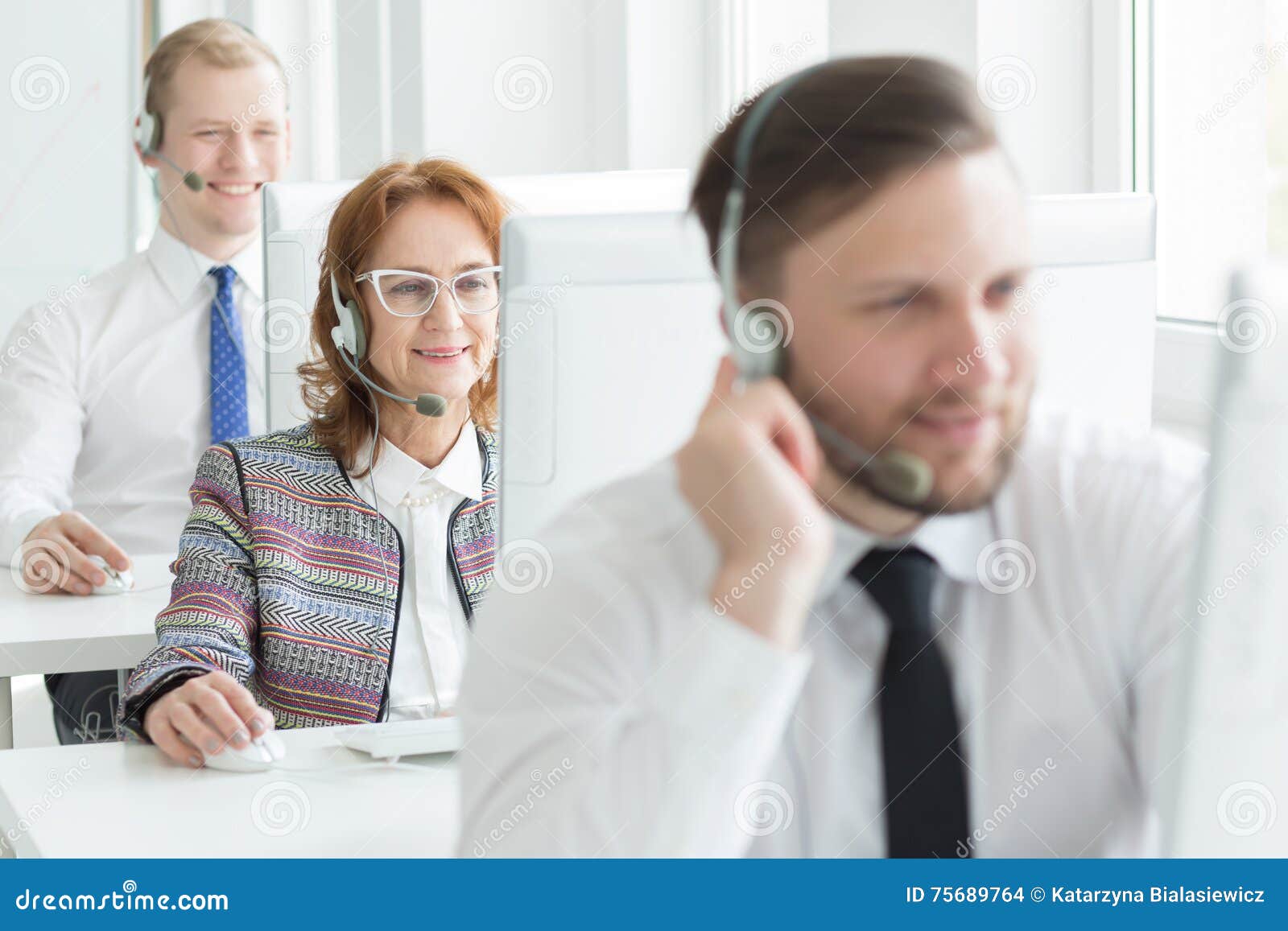 Positive call centre stock photo. Image of office, centre 75689764