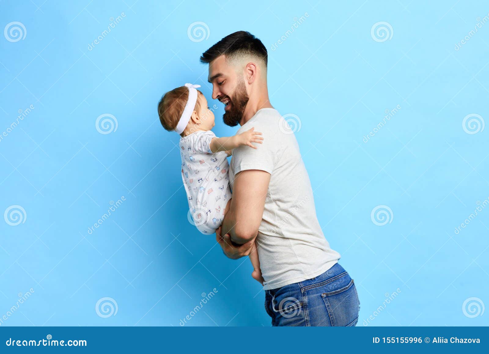 Positive Caring Dad Enjoying Time With Baby Stock Photo Image Of Baby Healthy