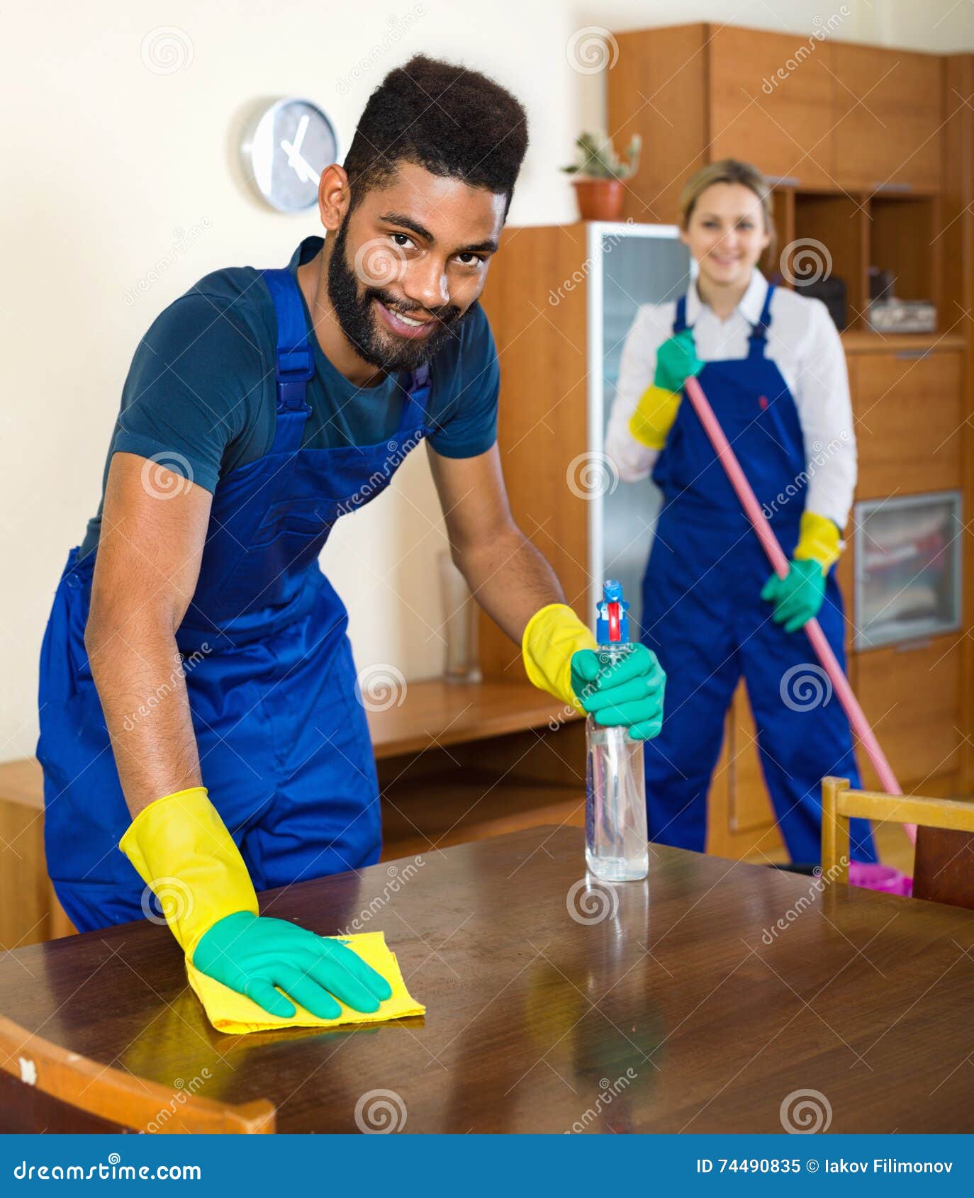 Dusting Boy Cleaning His Room RoyaltyFree Stock Photography
