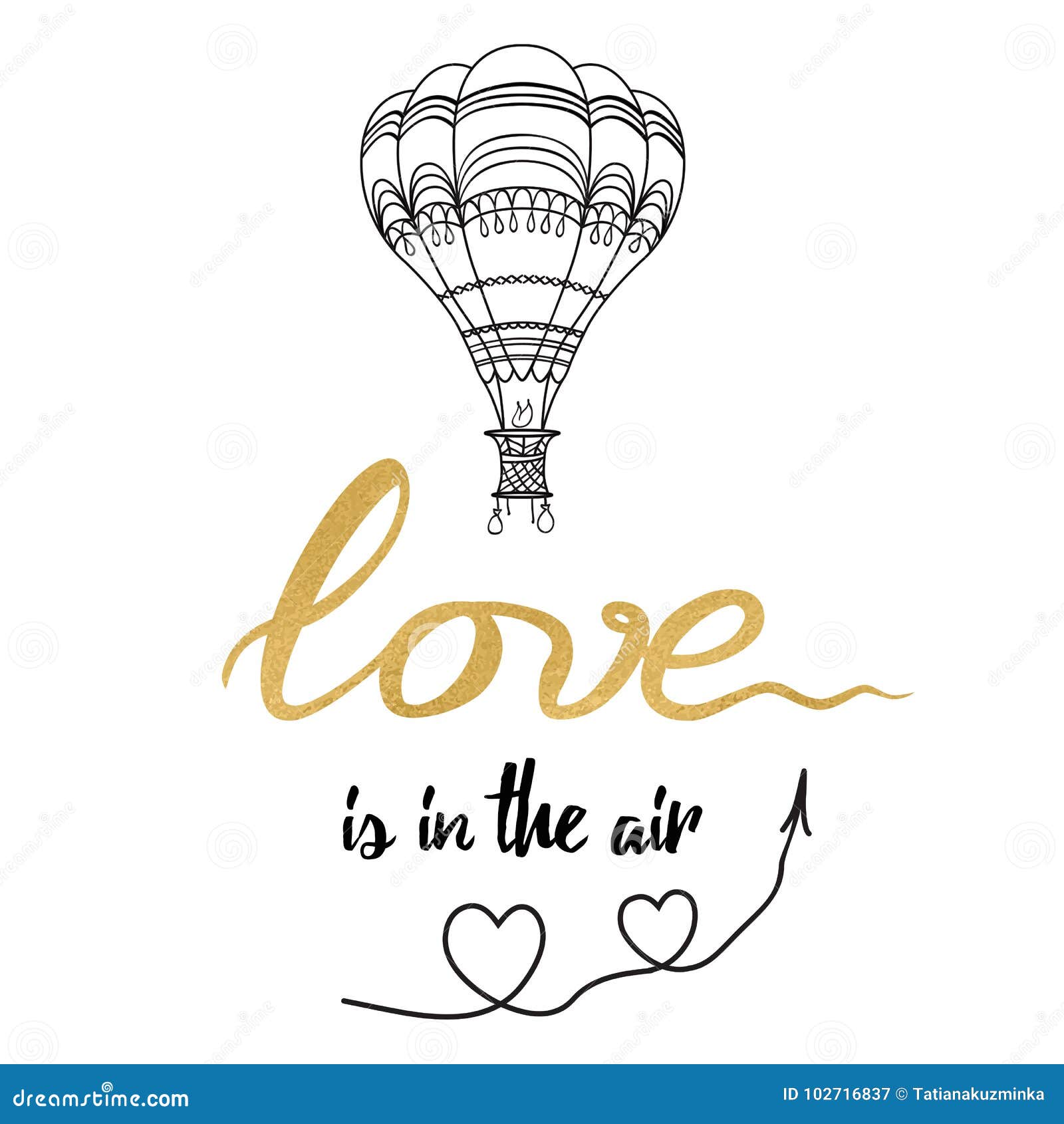 Samenwerking Oeps vaak Positive Hand Drawn Slogan Love is in the Air Decorated Hot Balloon Stock  Vector - Illustration of lettering, balloon: 102716837