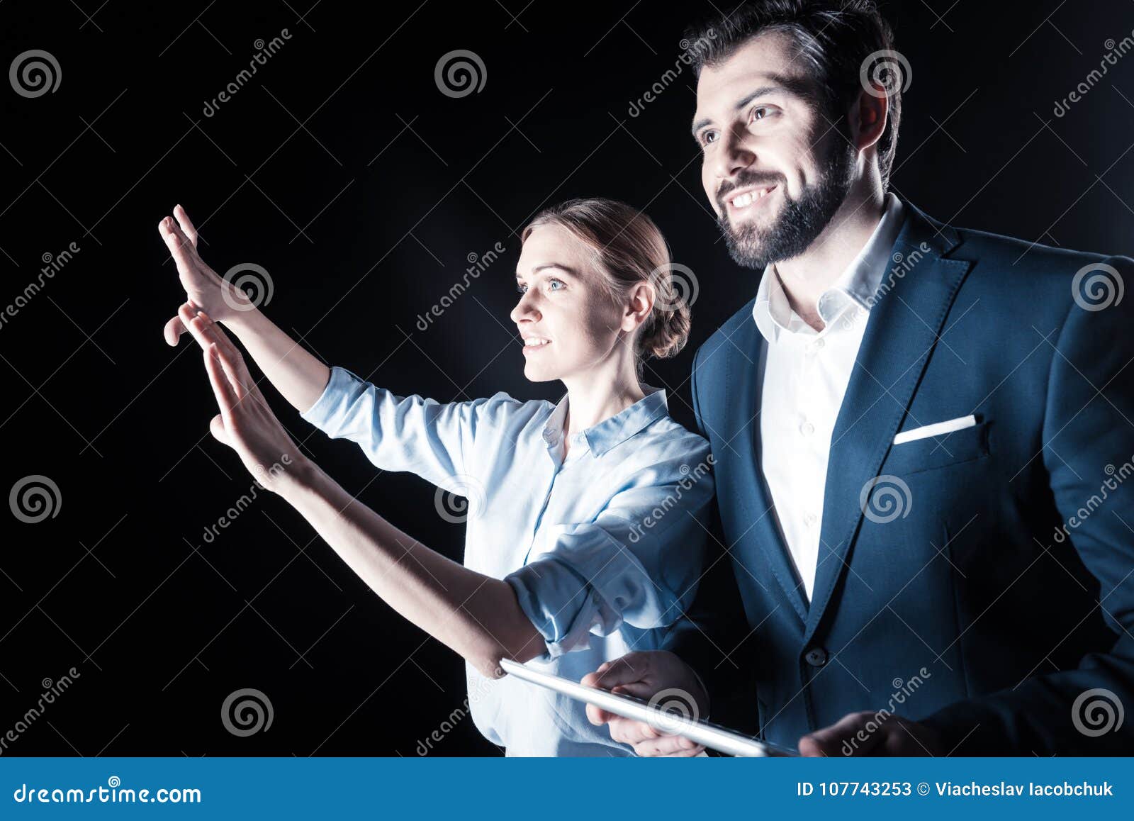 Positive Nice People Looking Into The Future Stock Image