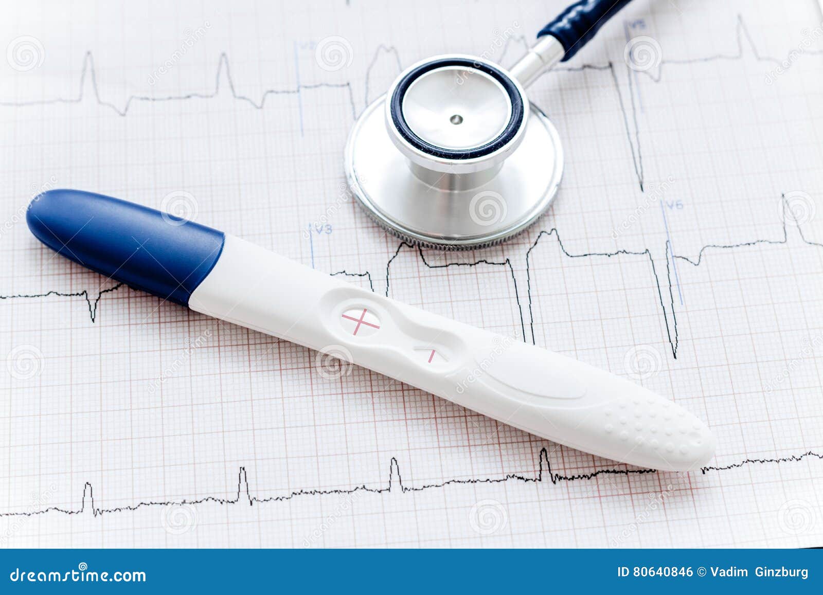 Positive Pregnancy Test with Stethoscope Stock Photo Image of fertile