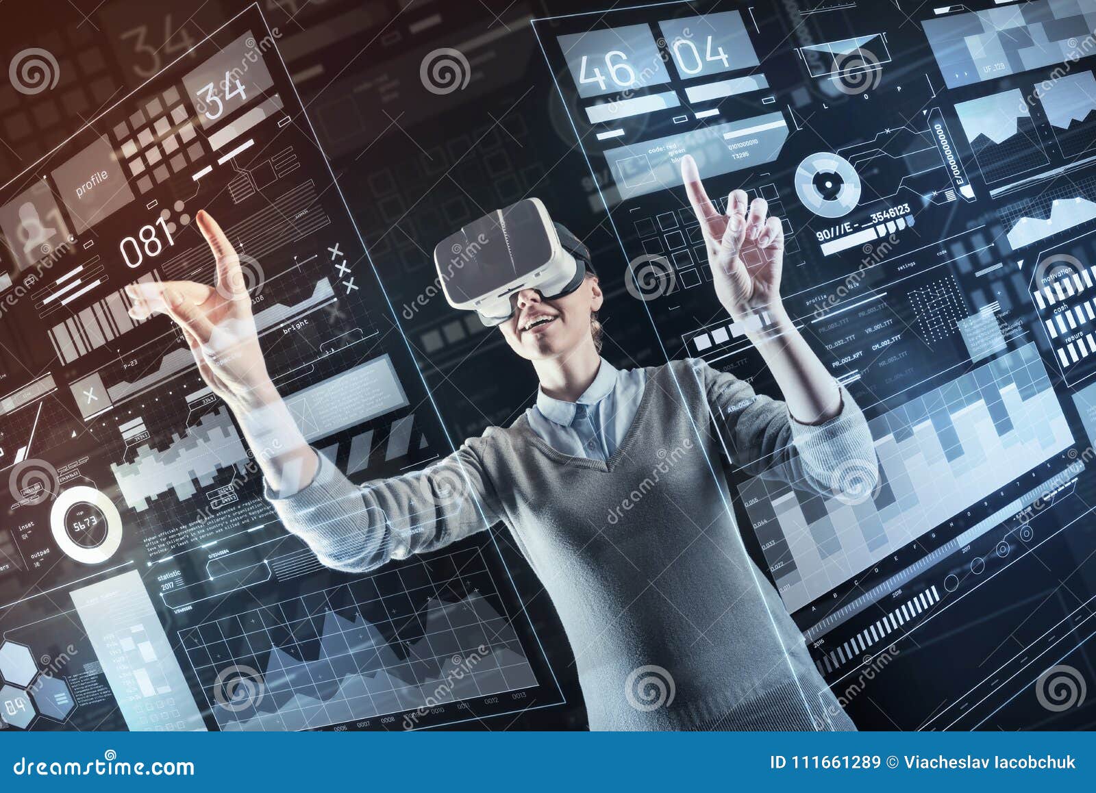 Positive Specialist Changing Setting while Being in Virtual Reality Stock Image Image of