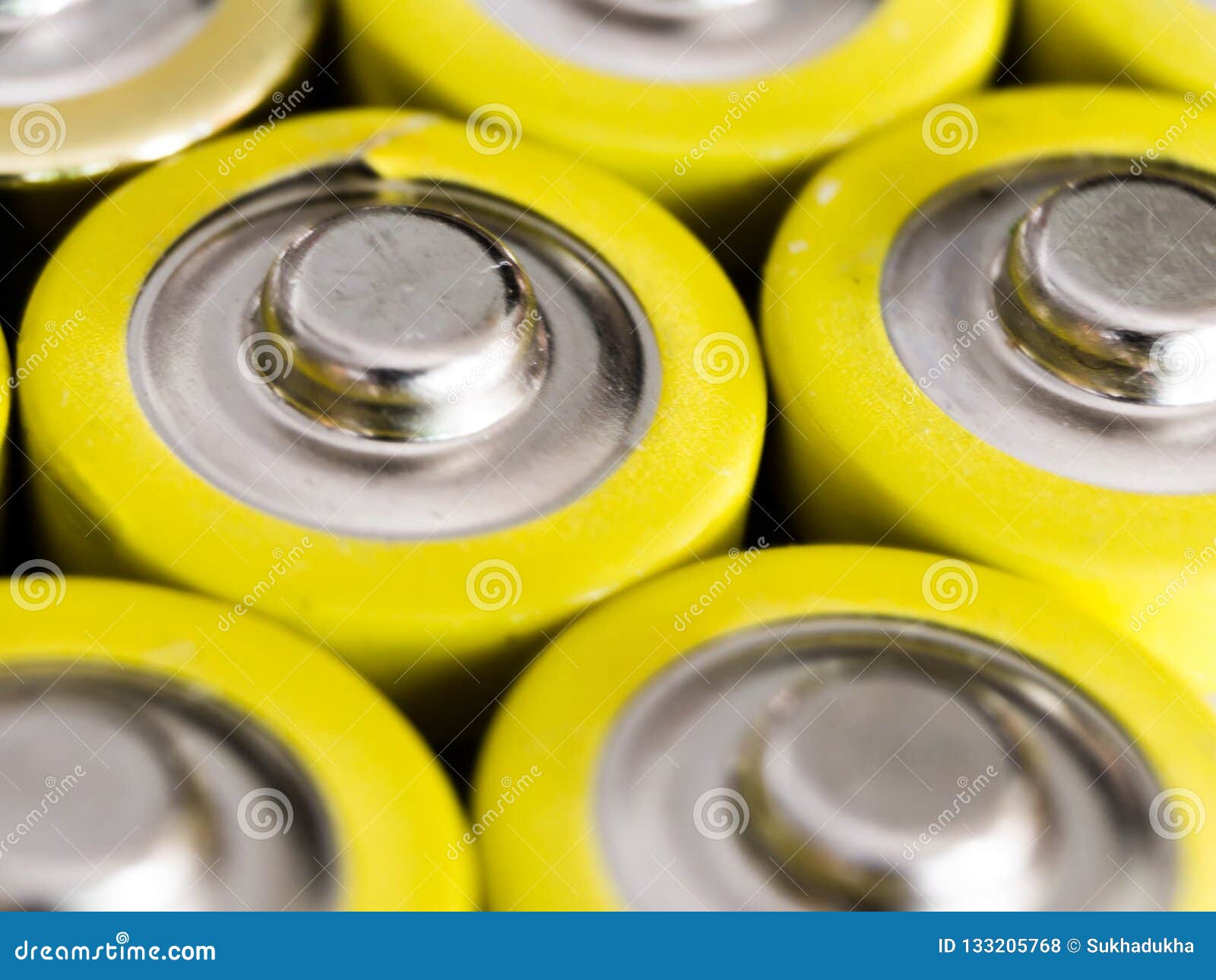 Positive Terminals of TorchLight Batteries Stock Photo - Image of