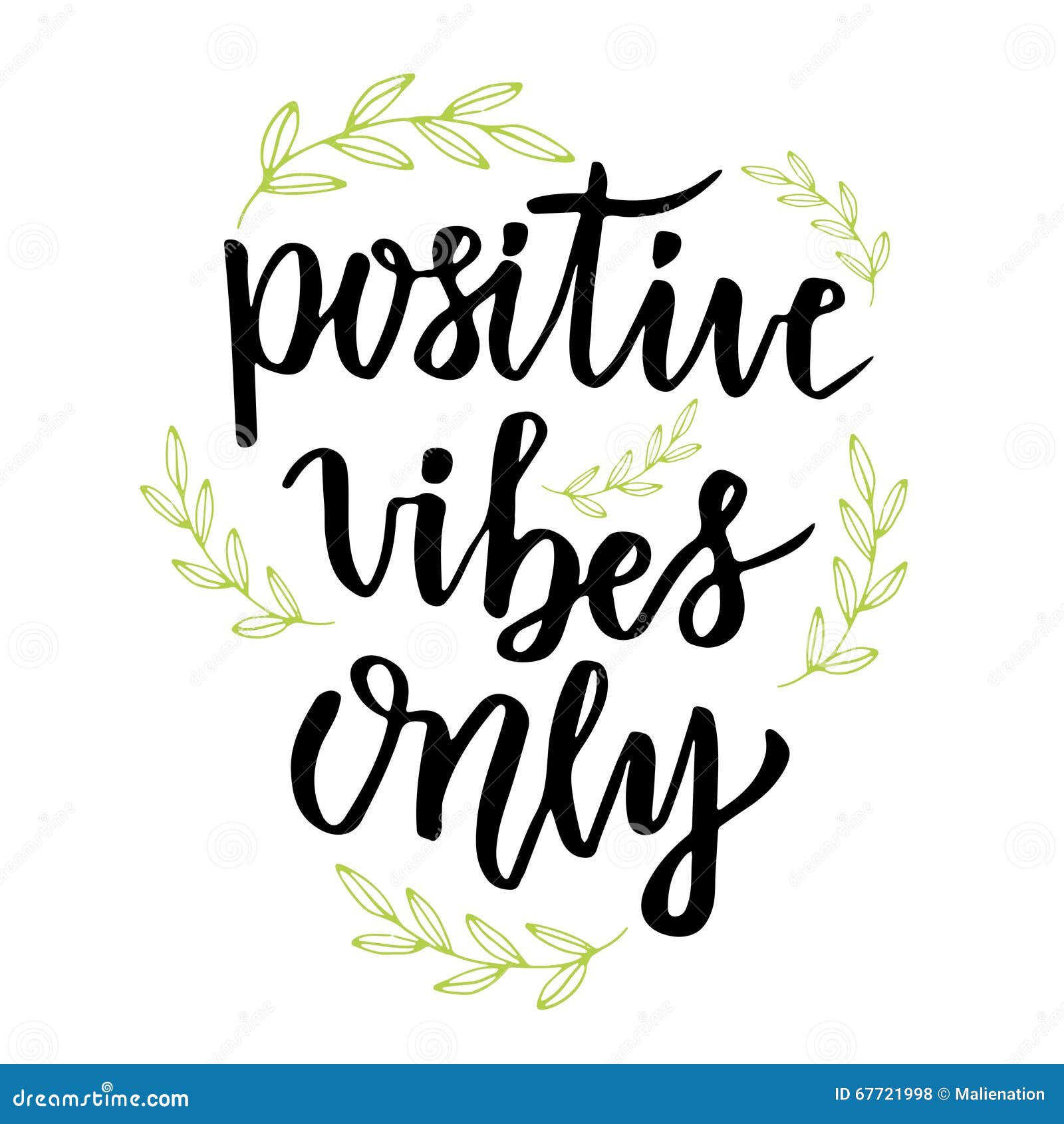 Positive Vibes Only Hand Lettering Calligraphy Inspirational