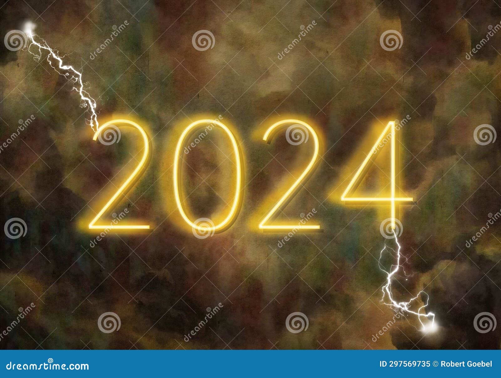 A Possibly Stormy Year of 2024 Lies Ahead and is Seen with a Neon 2024