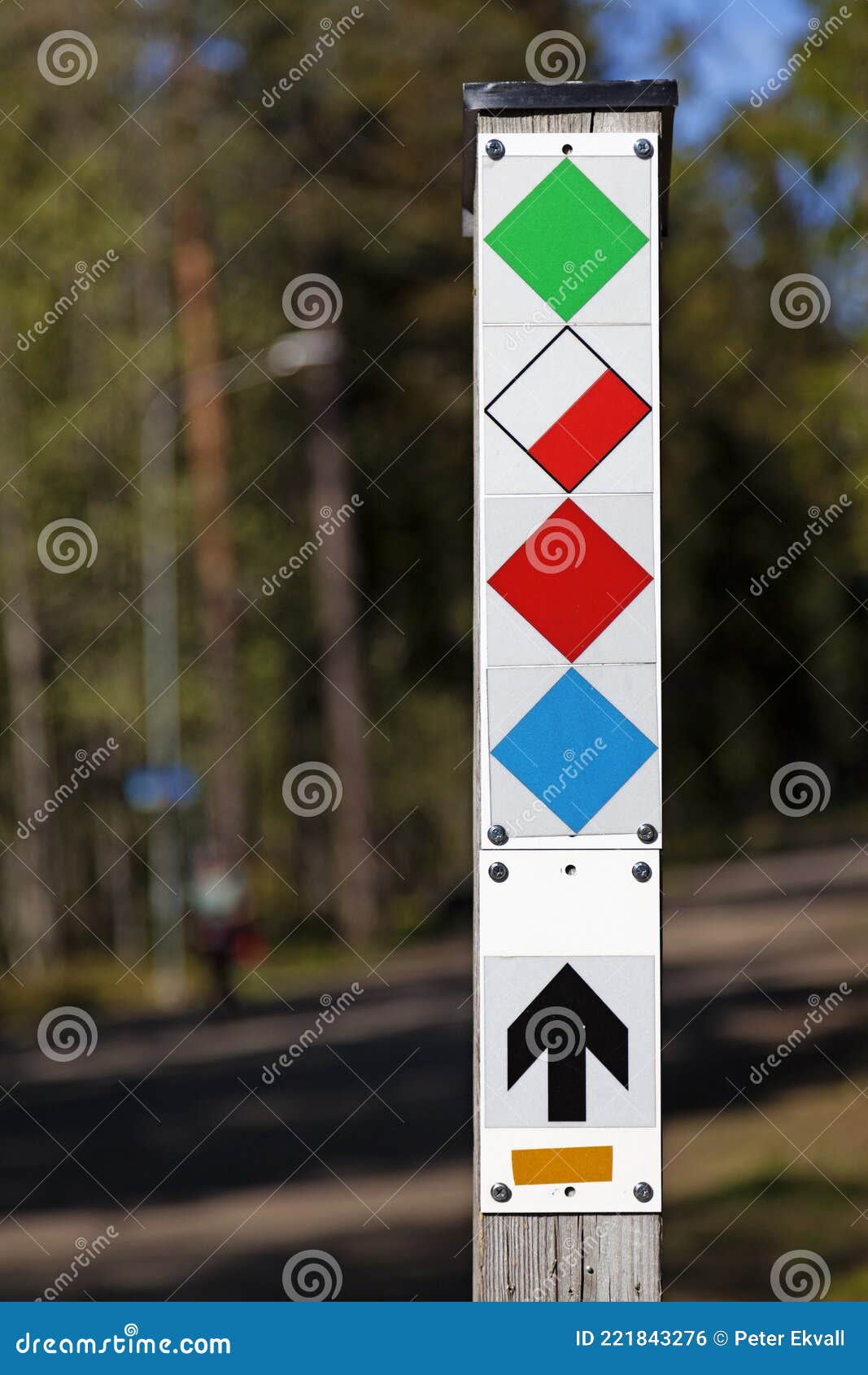 Post Indicating Different Track Lengths for Running Stock Photo Image