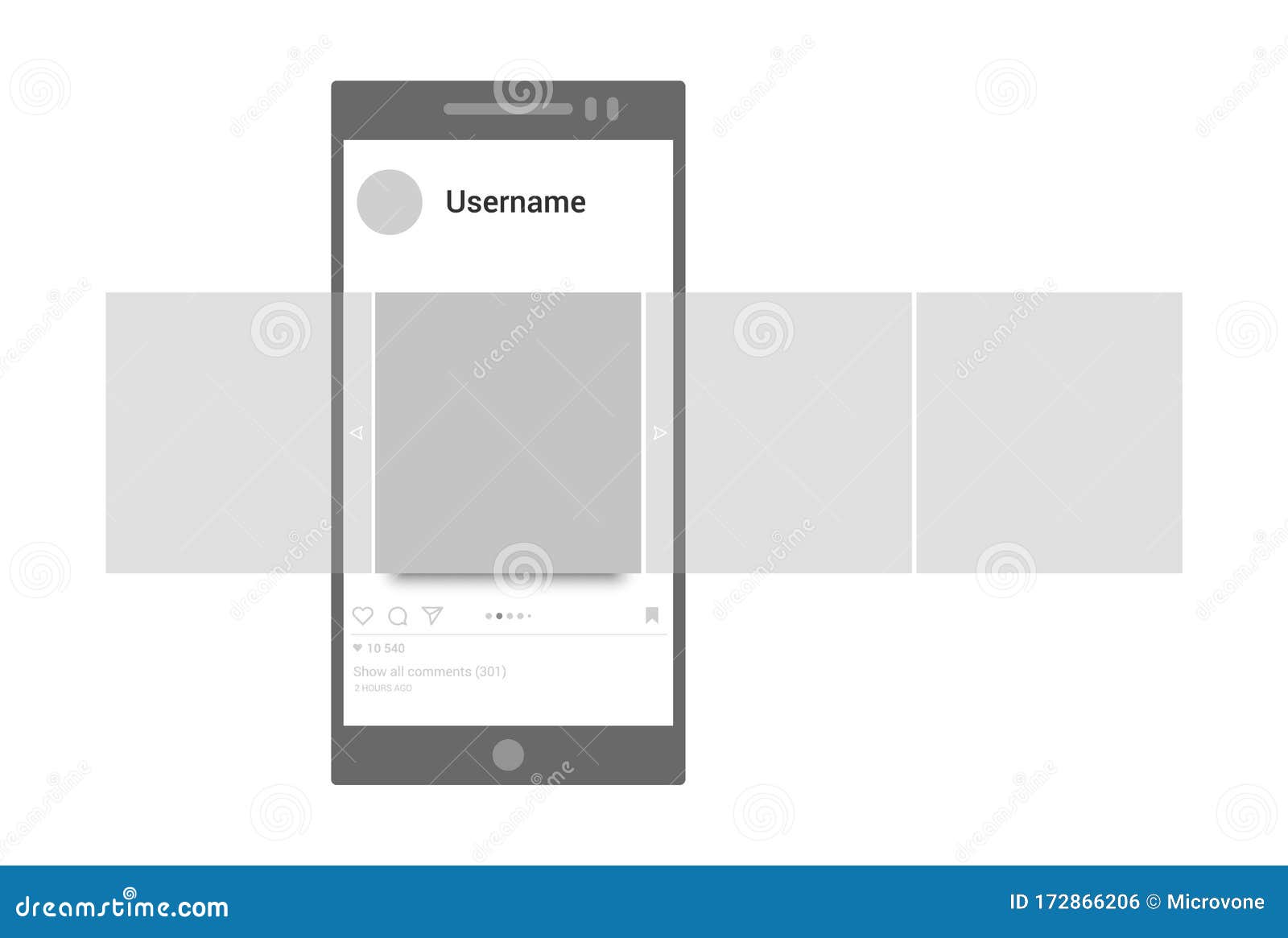 Download Post Mockup. Interface Carousel Post Vector Template. Social Network Page, Mobile App Concept ...