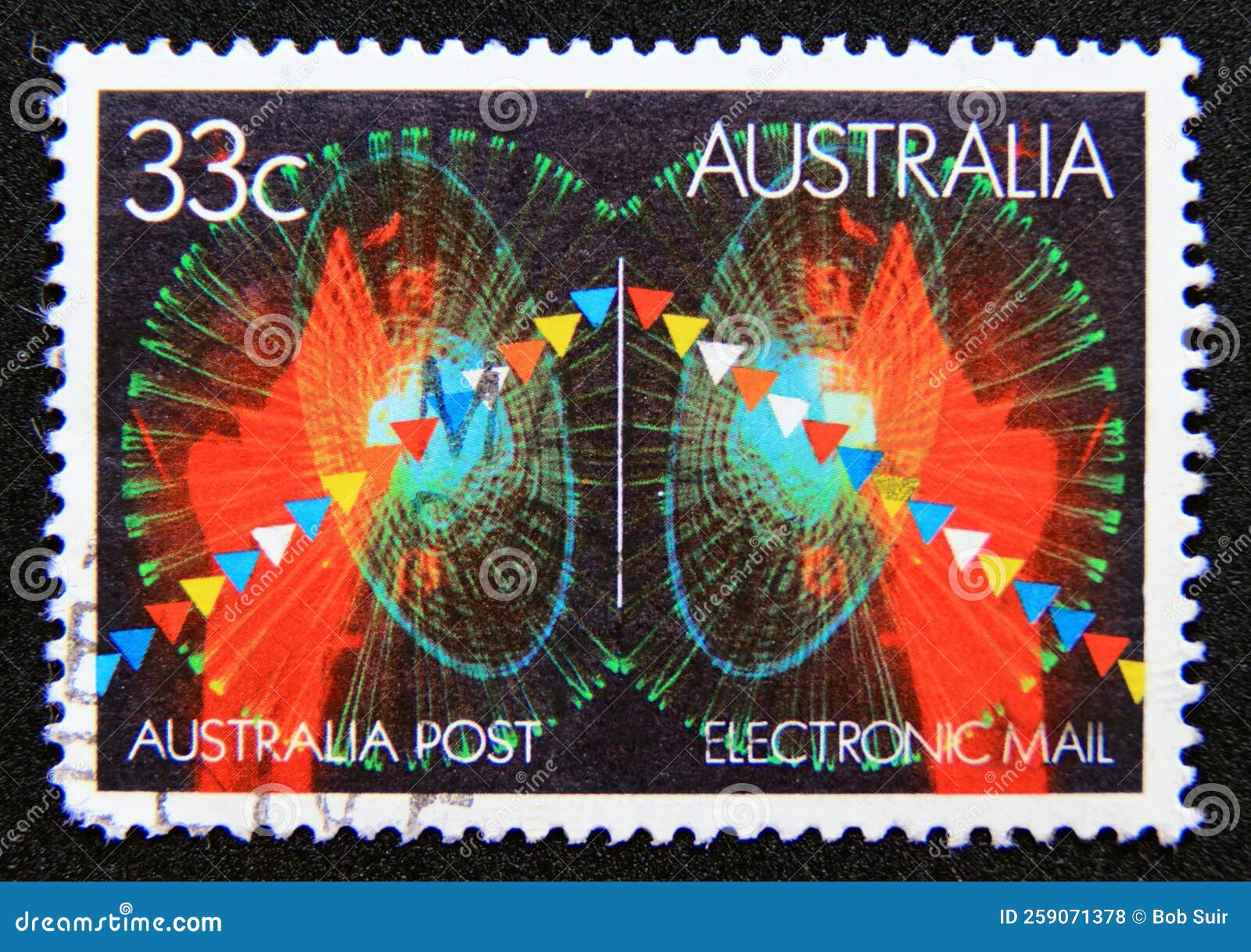 Postage Stamp Australia, 1985. Electronic Mail Editorial Stock Photo