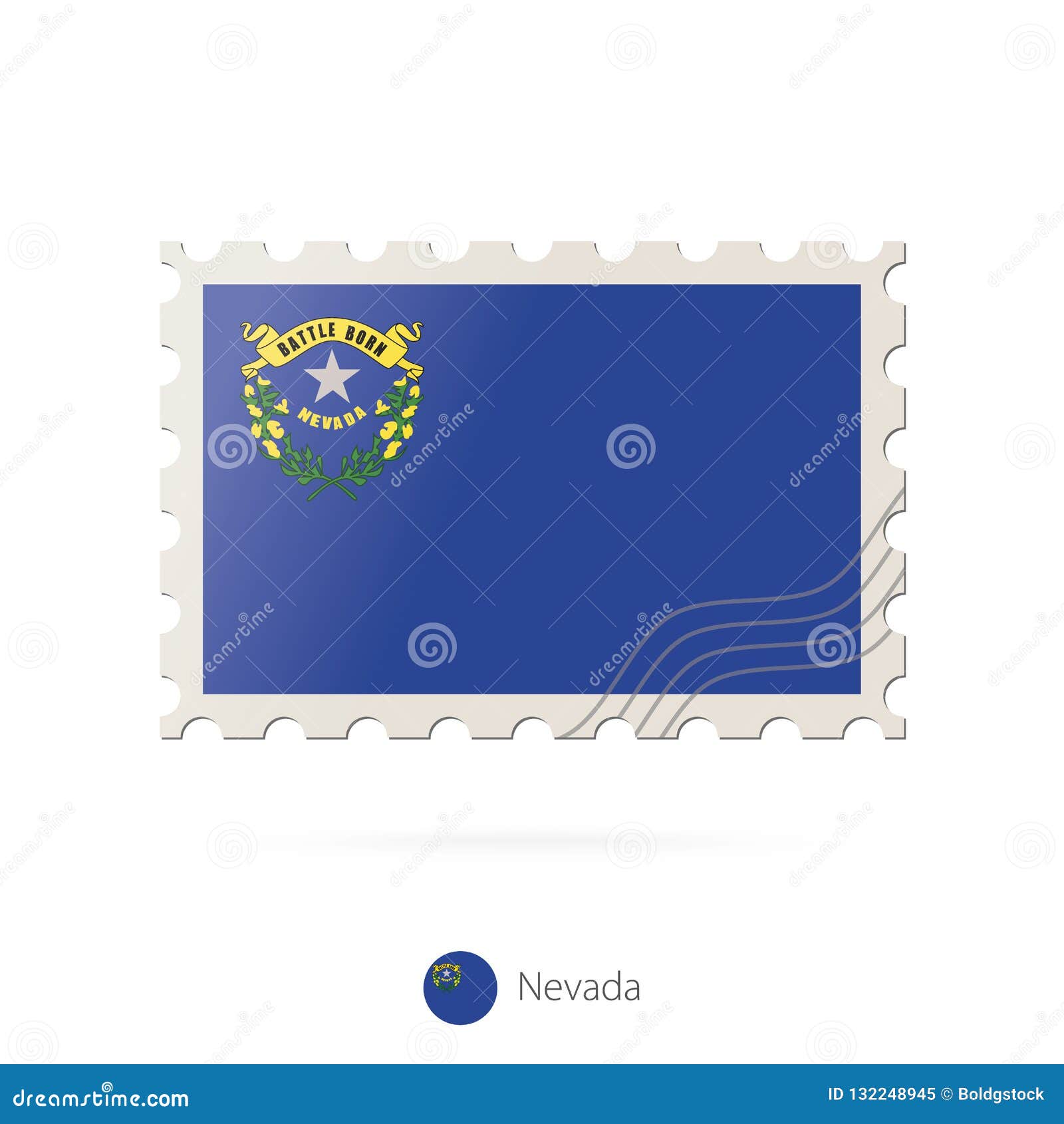 Postage Stamp With The Image Of Nevada State Flag Stock Vector Illustration of nevada