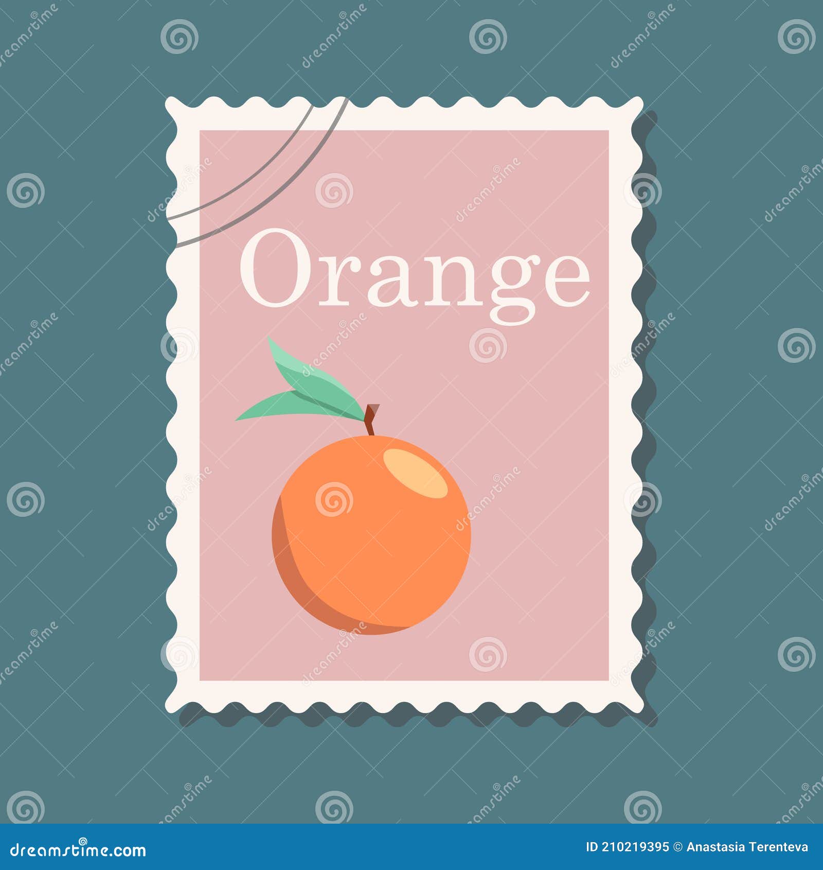 Postage Stamp with the Image of an Orange Stock Vector - Illustration