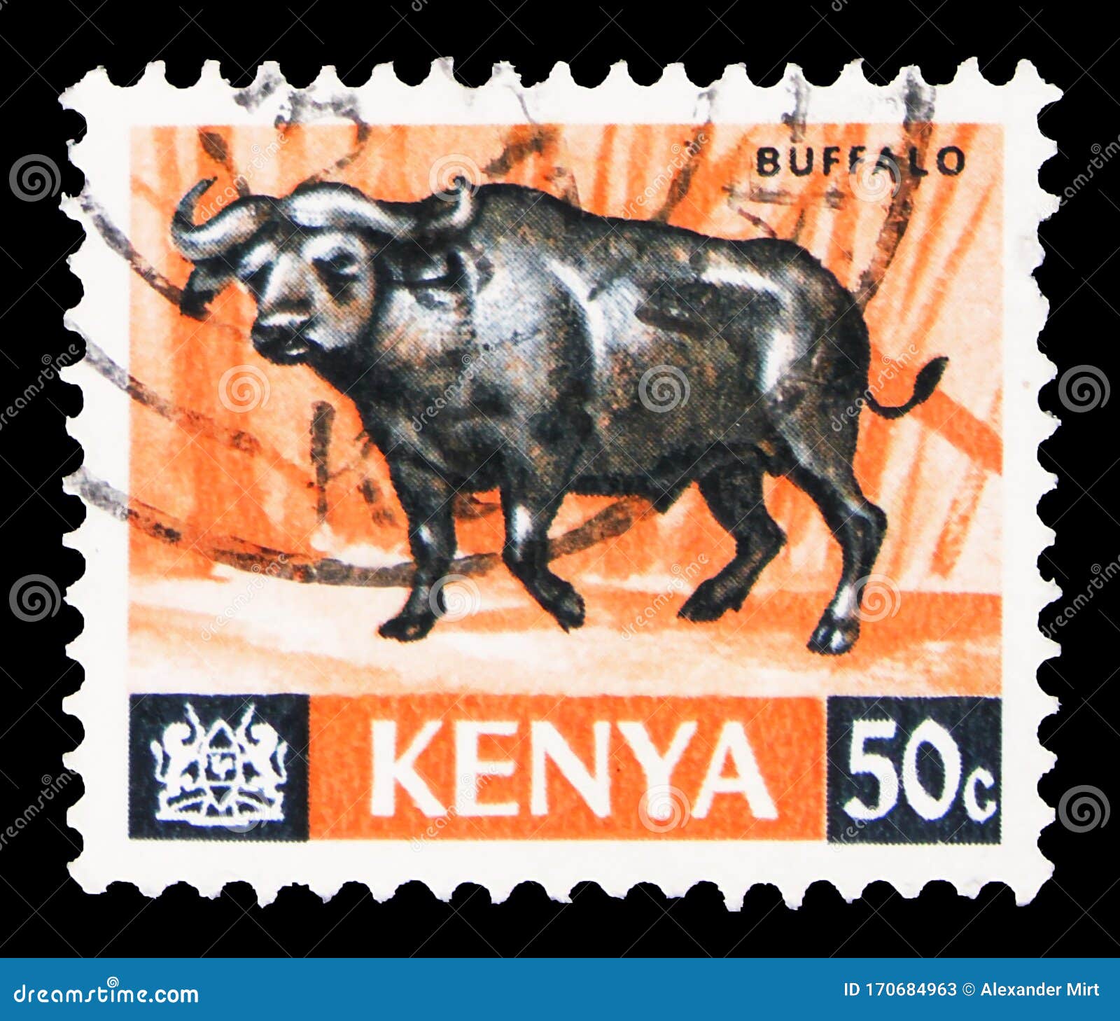 Postage Printed Kenya African Buffalo (Syncerus Caffer), African Fauna Serie, 50 Kenyan Cent, Circa 1966 Editorial Stock Photo - Image of philatelic, historic: 170684963