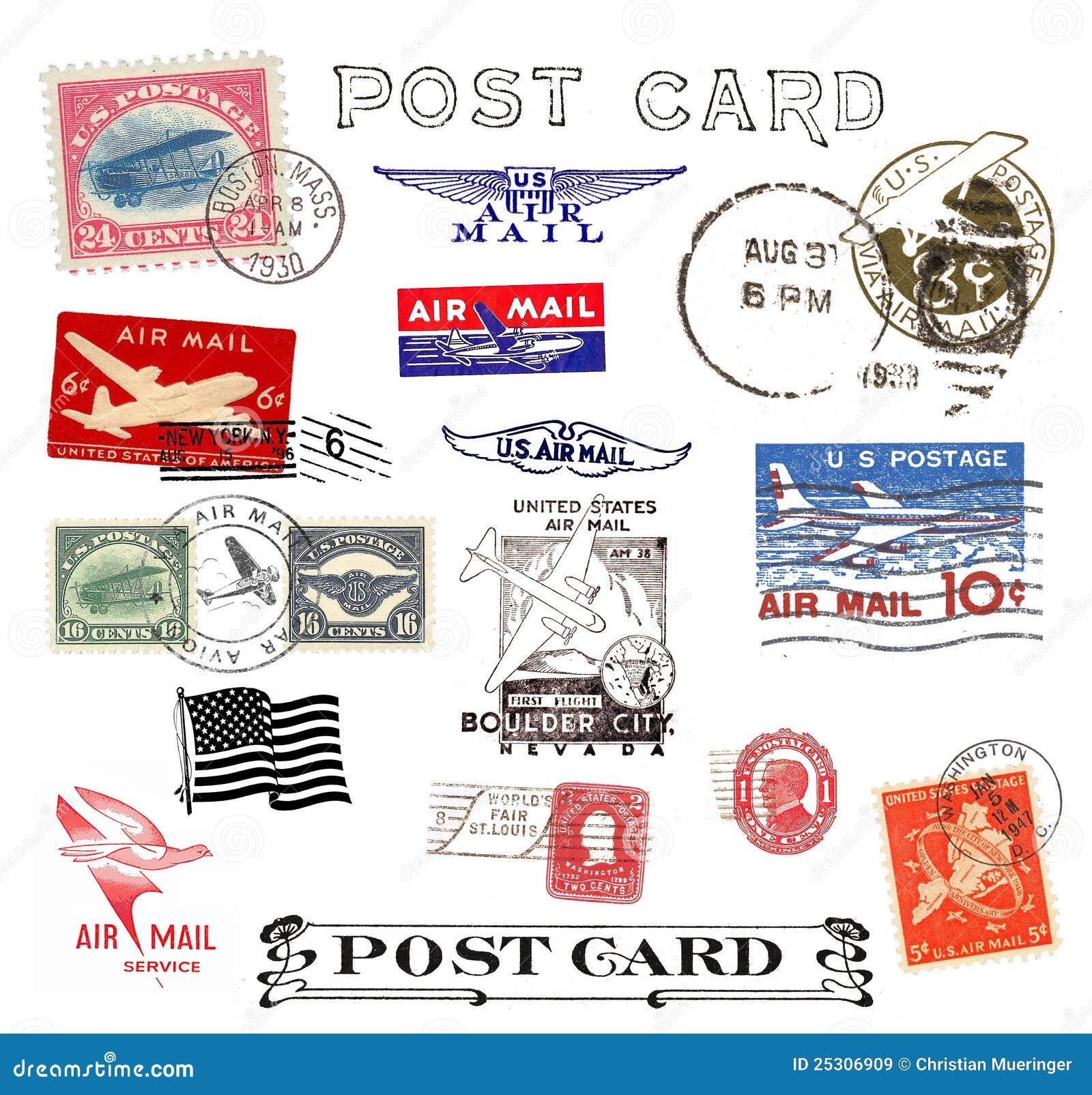 Postage Stamps and Labels from US Stock Illustration - Illustration of  washington, world: 25306909