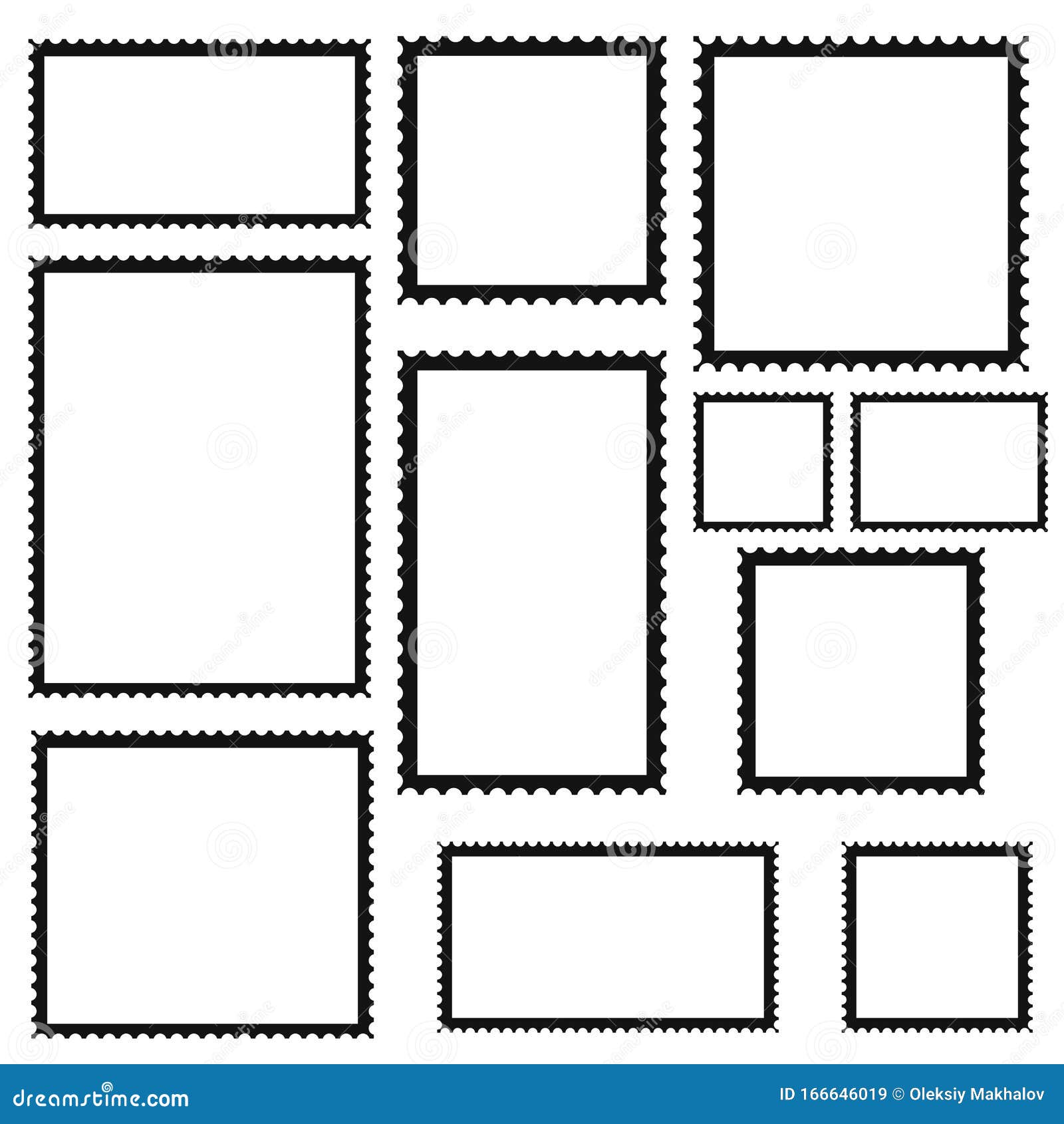 Postage Stamps Template. Blank Rectangle and Square Postage Stamps Postage Stamps Template. Blank Rectangle and Square Postage Stamps