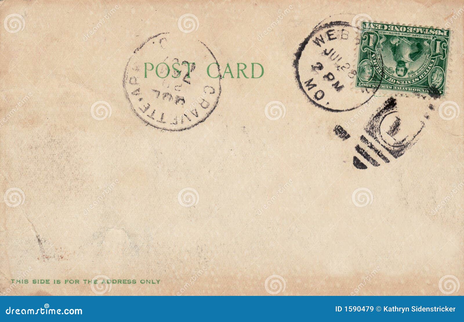 Postal antigua 1907 imagen de archivo editorial. Imagen de postal 1590479