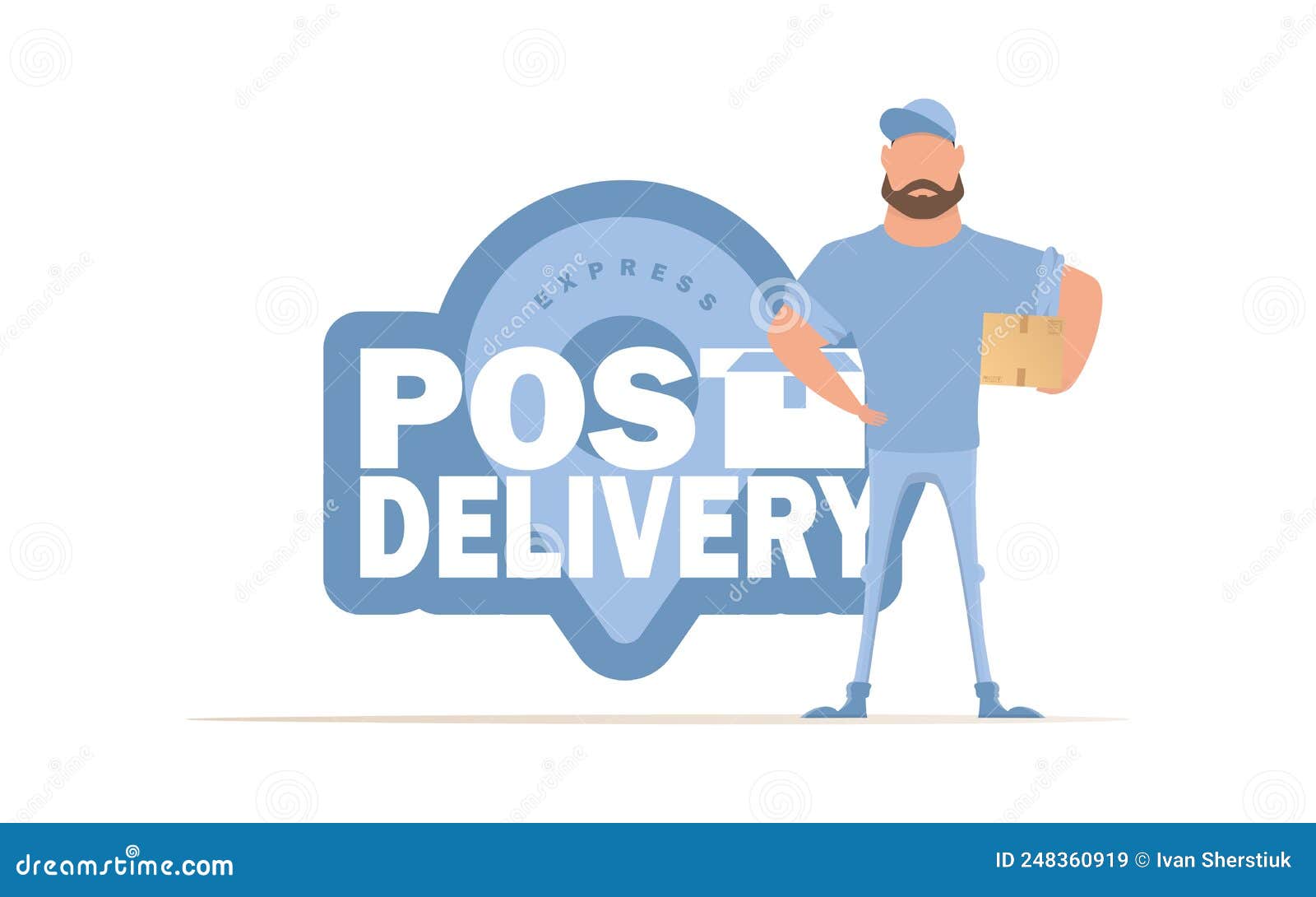 The Postal Courier. the Style is Cartoonish. Illustration in Vector