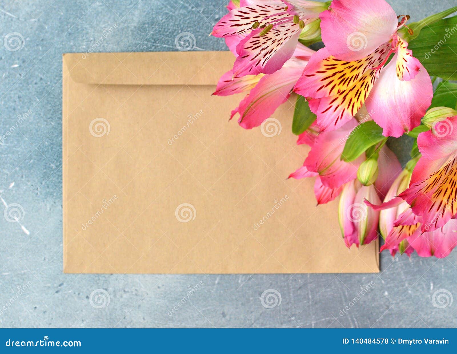 Postal Envelope with Flowers Background. Stock Photo Image of beauty